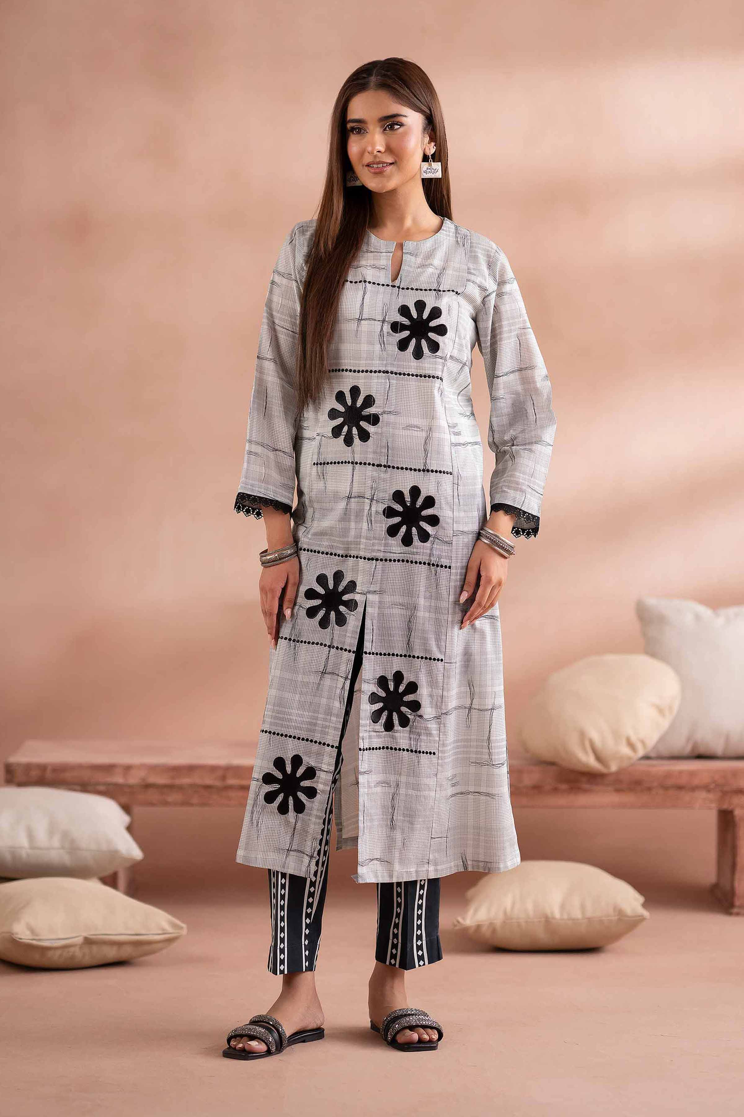 NishatUK - Black Embroidered Lawn 2-piece ready to wear Dress