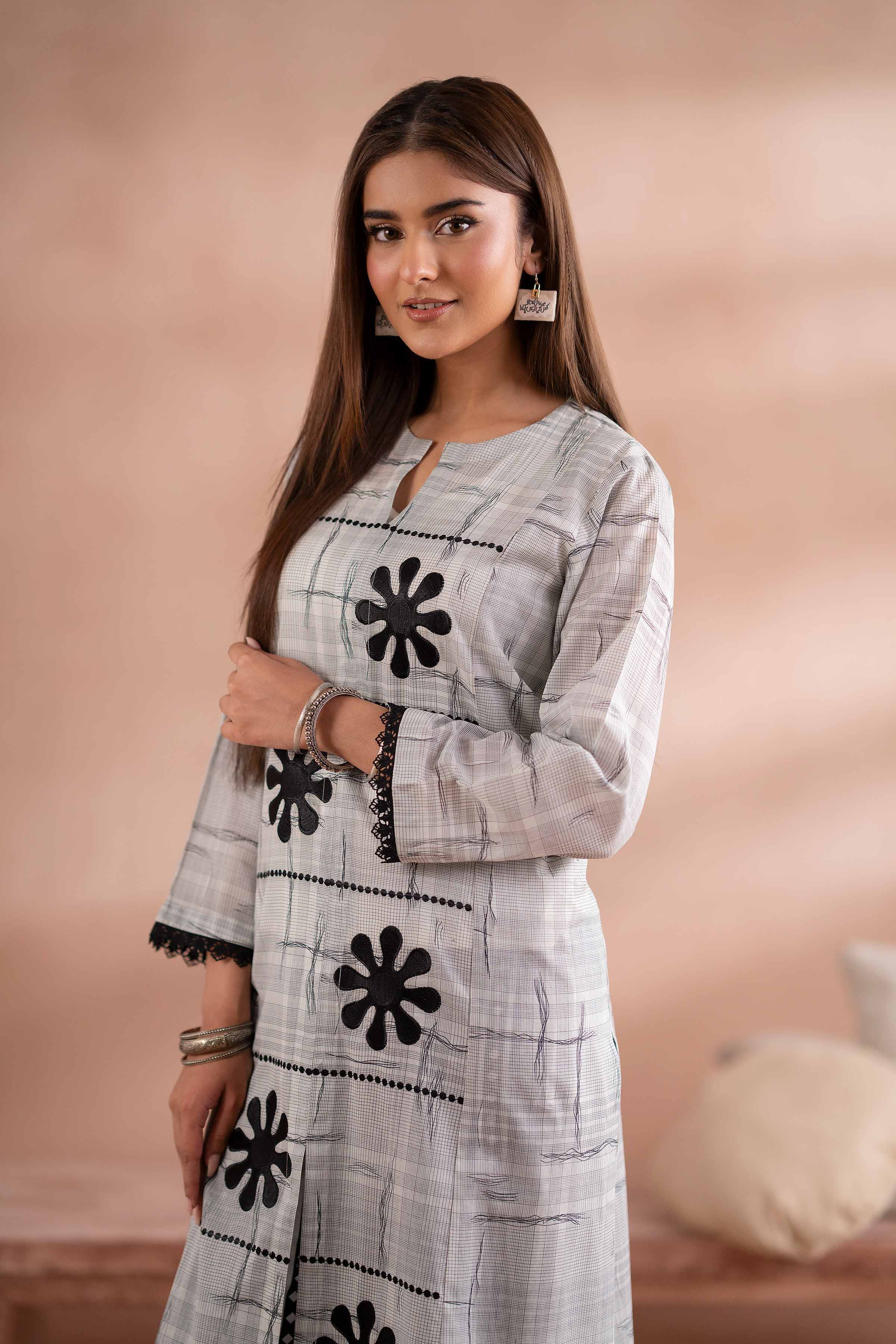 NishatUK - Black Embroidered Lawn 2-piece ready to wear Dress