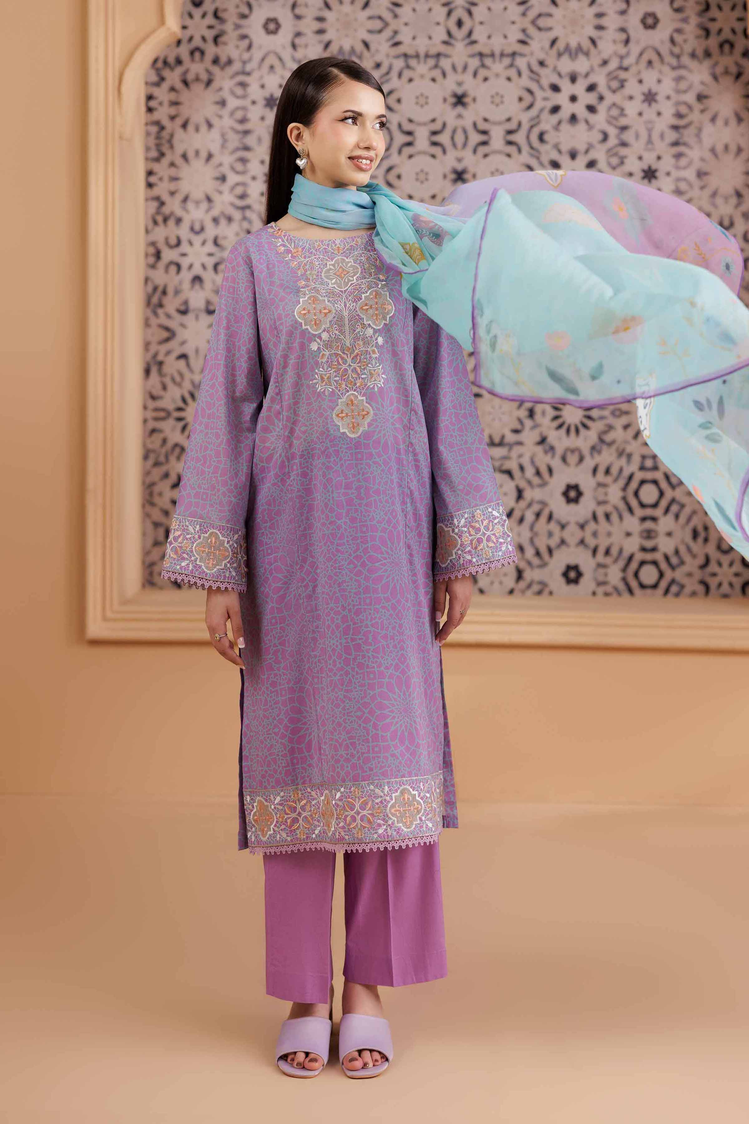 NishatUK - Purple Solids Lawn 3-piece ready to wear Suit