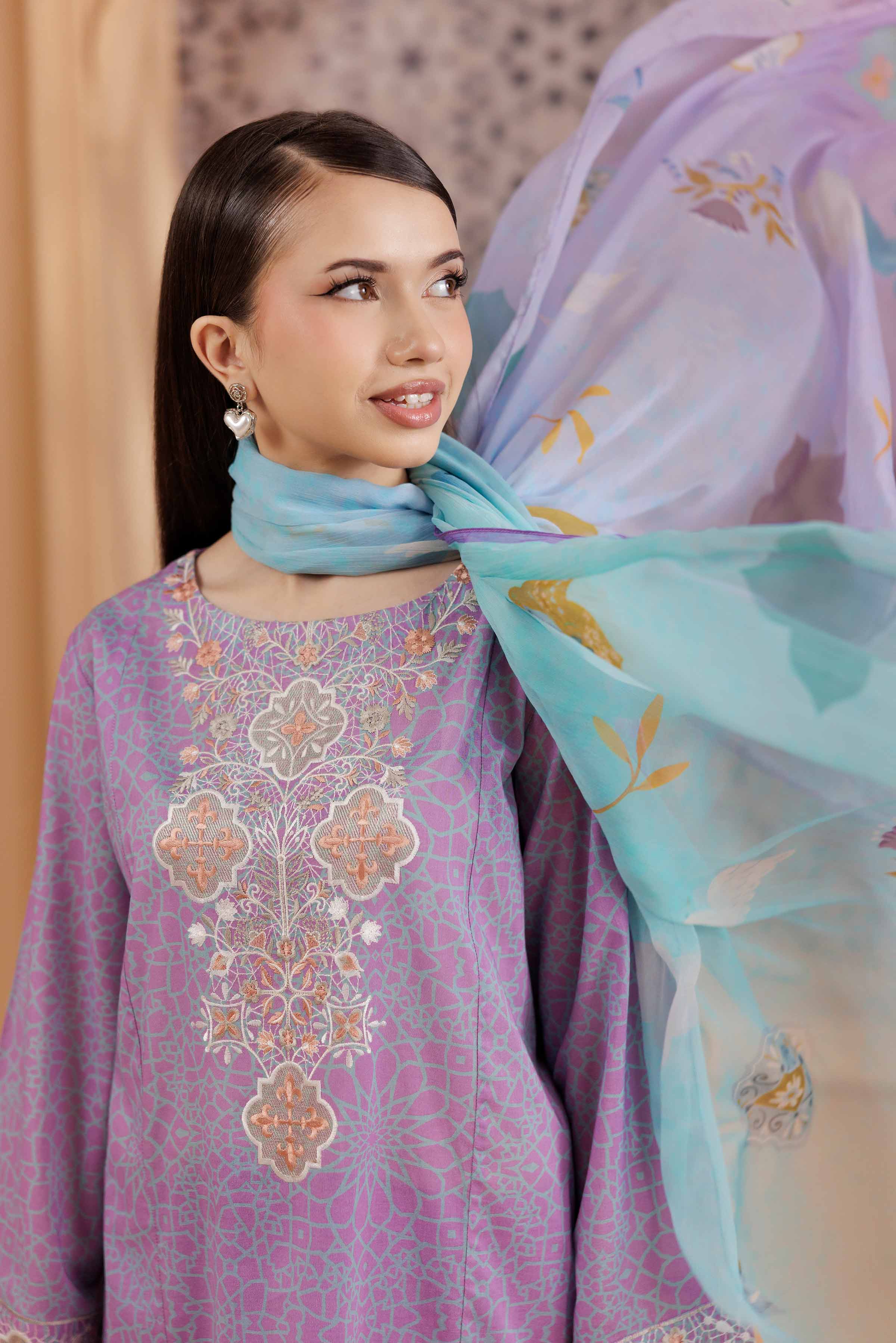 NishatUK - Purple Solids Lawn 3-piece ready to wear Suit