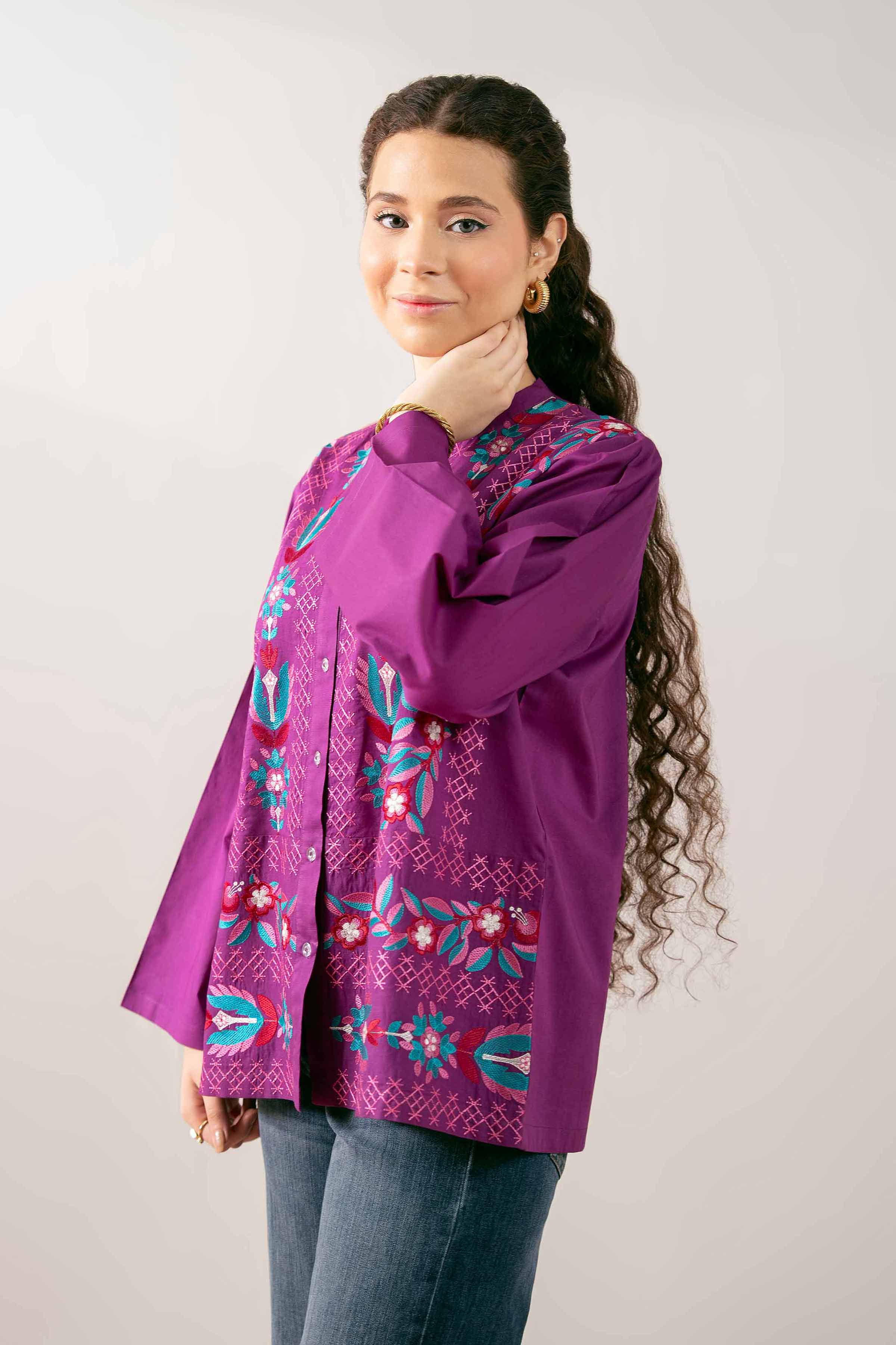 NishatUK - Purple Embroidered Cambric 1-piece ready to wear Tunic
