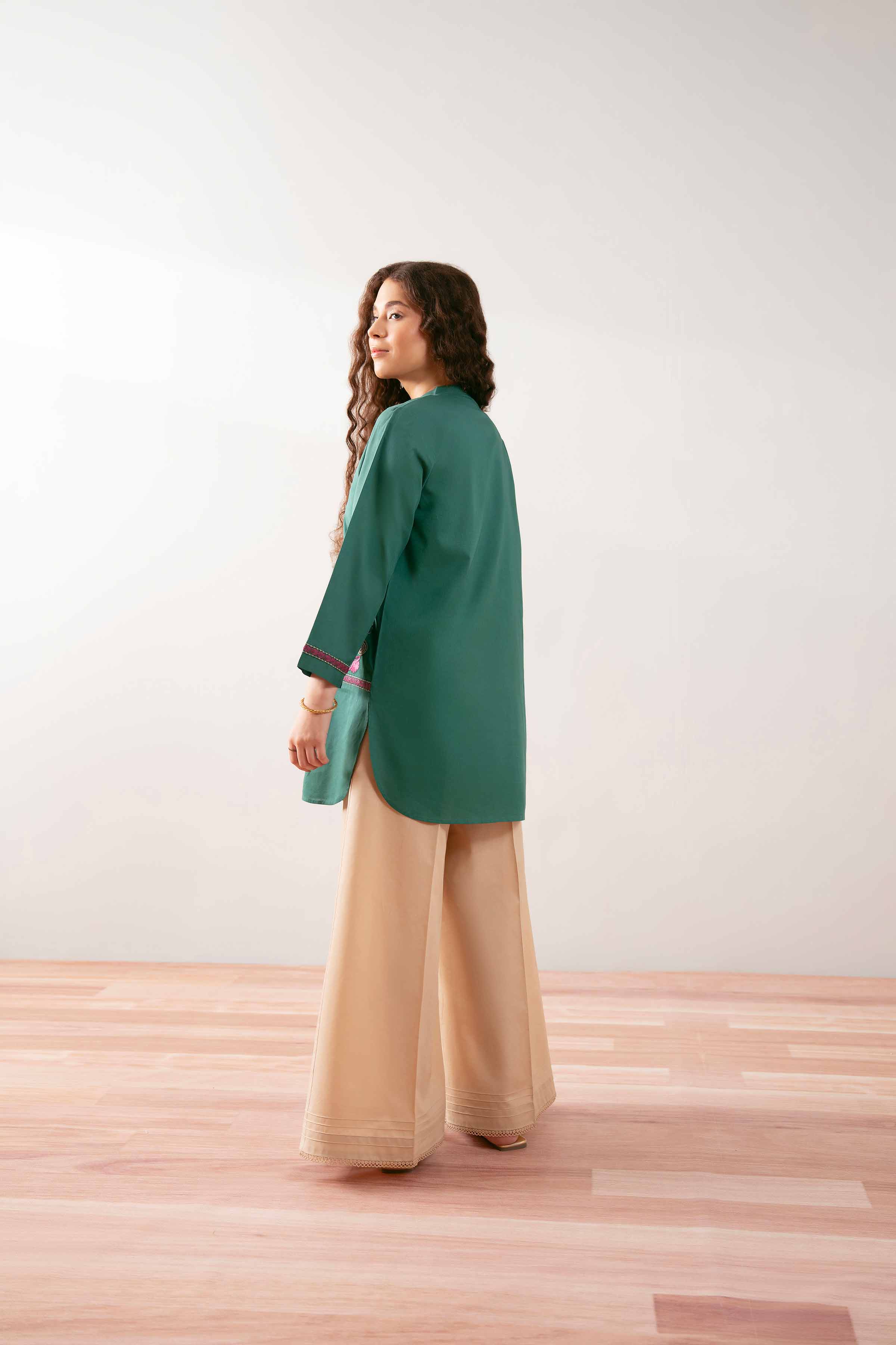 NishatUK - Green Embroidered Cambric 1-piece ready to wear Tunic