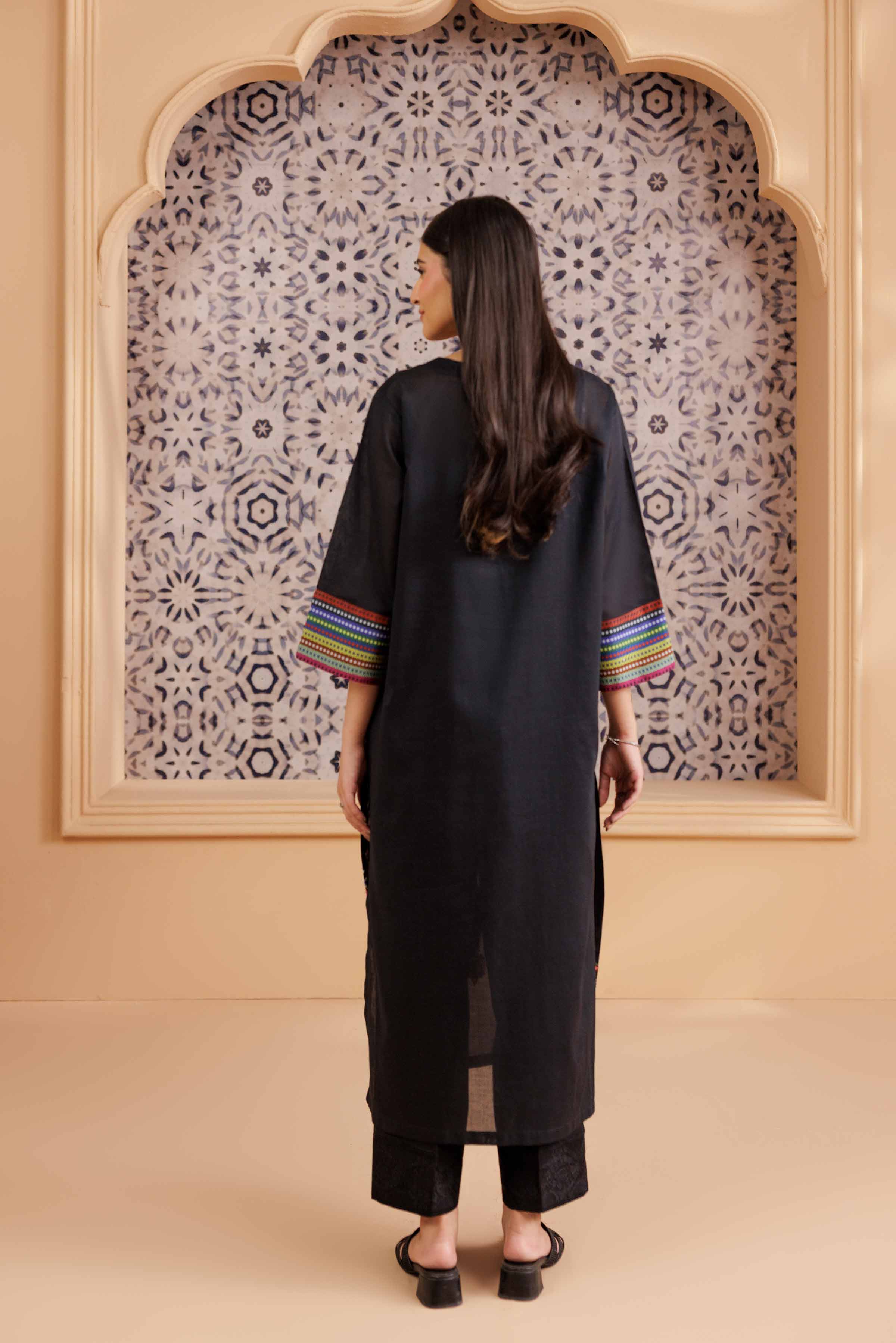 NishatUK - Black Embroidered Lawn 1-piece ready to wear Shirt