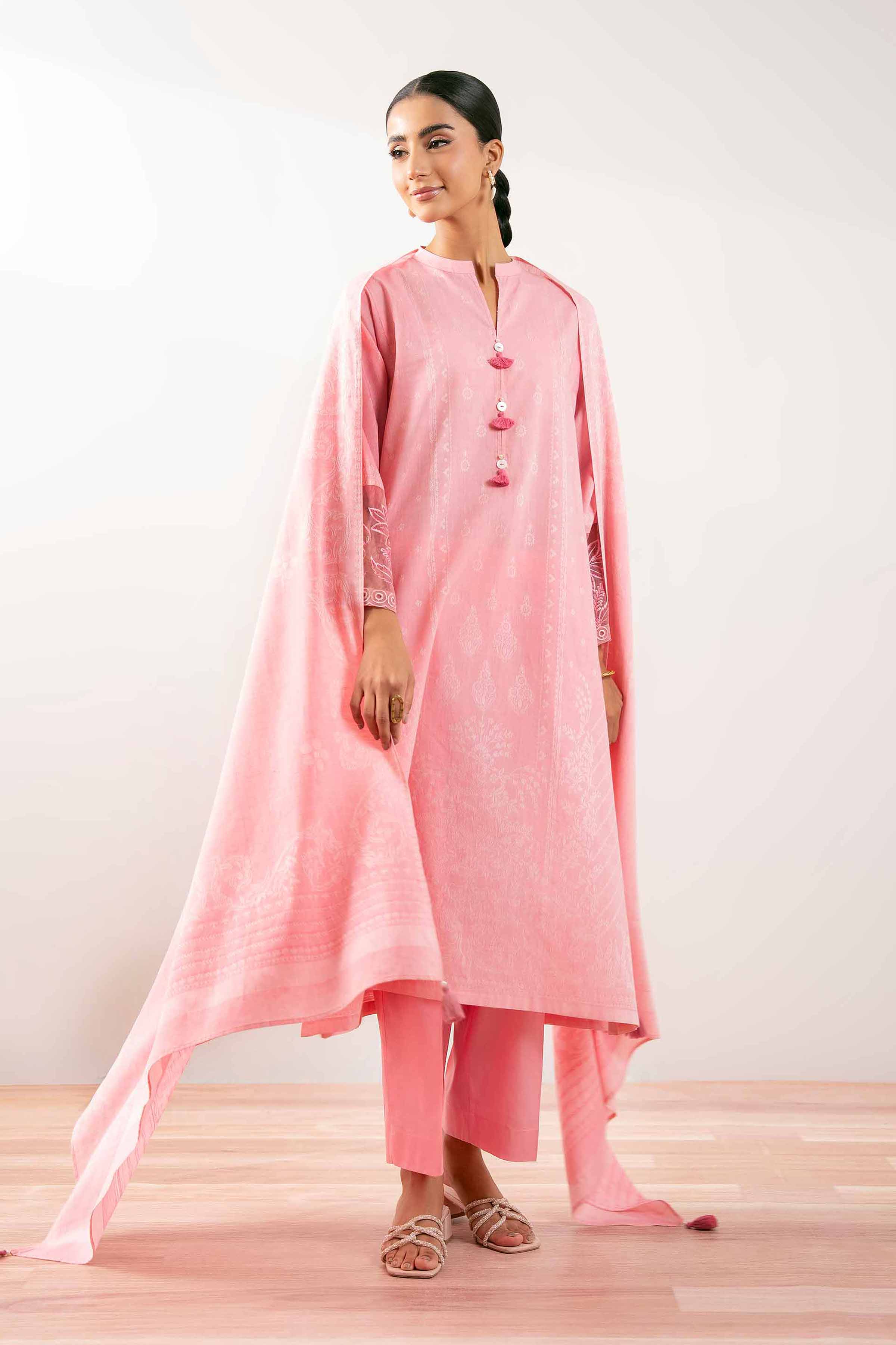 NishatUK - Pink Embroidered Jacquard 3-piece ready to wear Suit