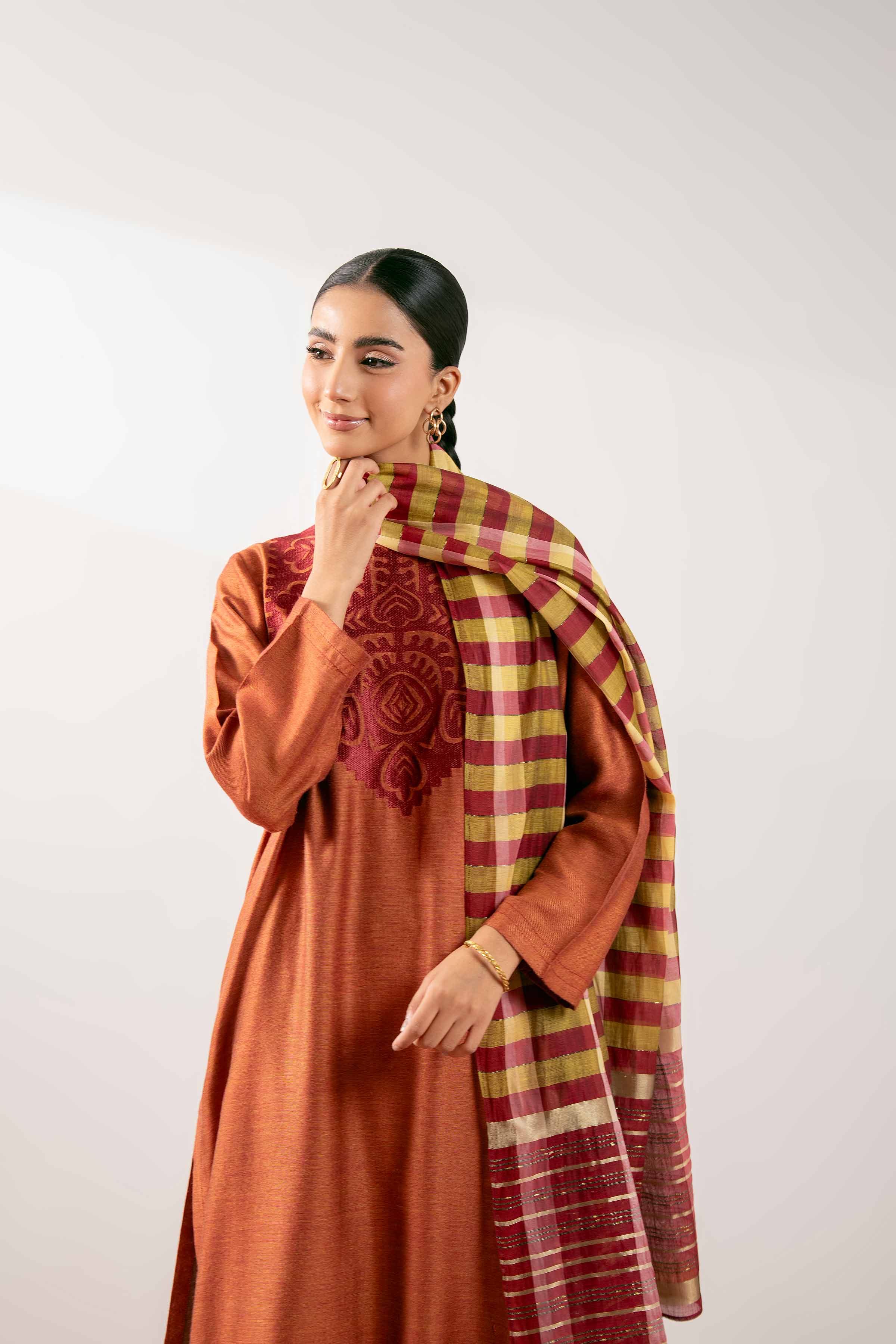 NishatUK - Rust Embroidered Jacquard 3-piece ready to wear Suit