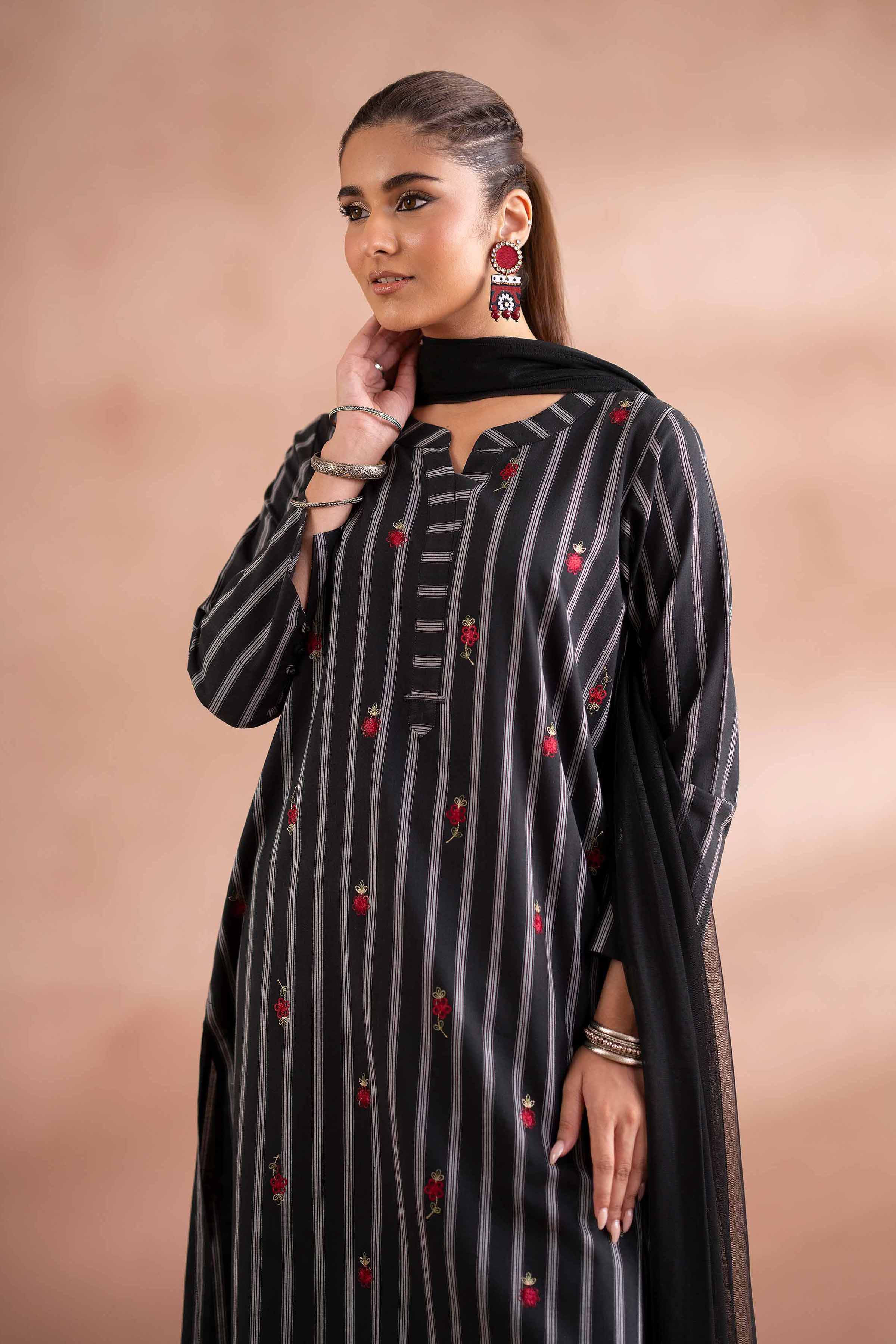 NishatUK - Black Embroidered Yarn Dyed 3-piece ready to wear Suit