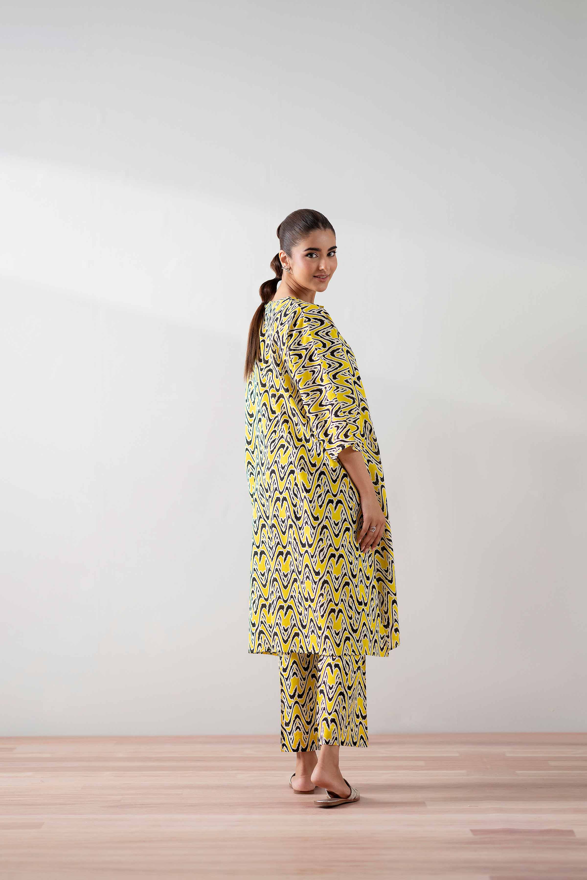 NishatUK - Yellow Printed  Cambric 2-piece ready to wear Dress