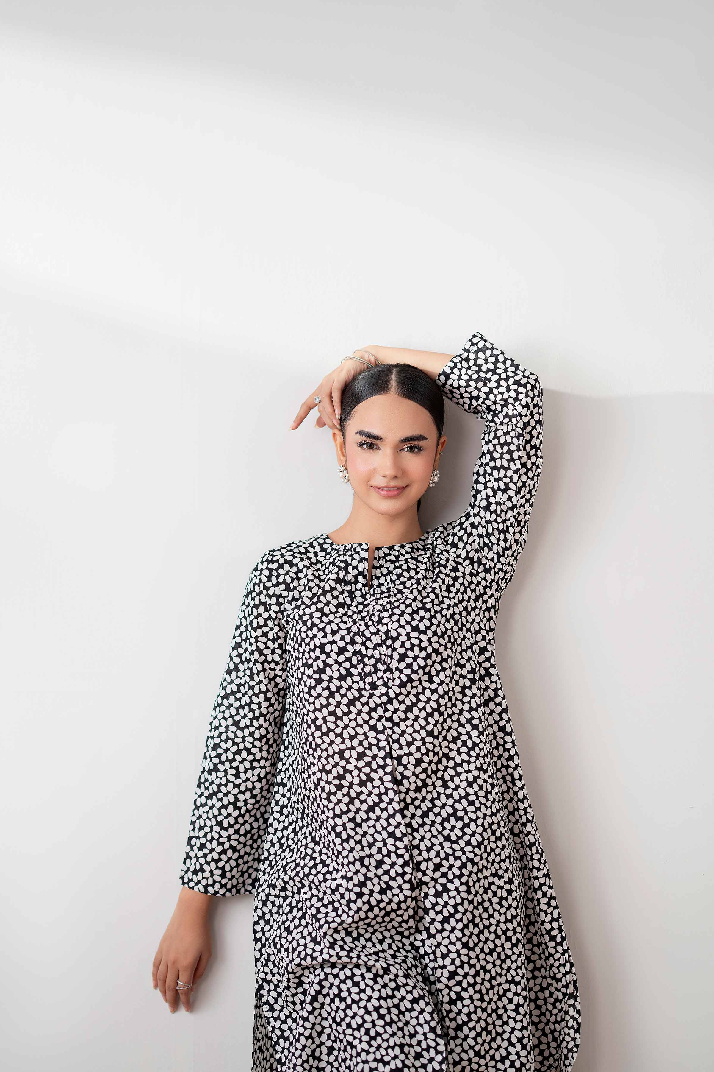 NishatUK - Black  Printed  Cambric 2-piece ready to wear Dress