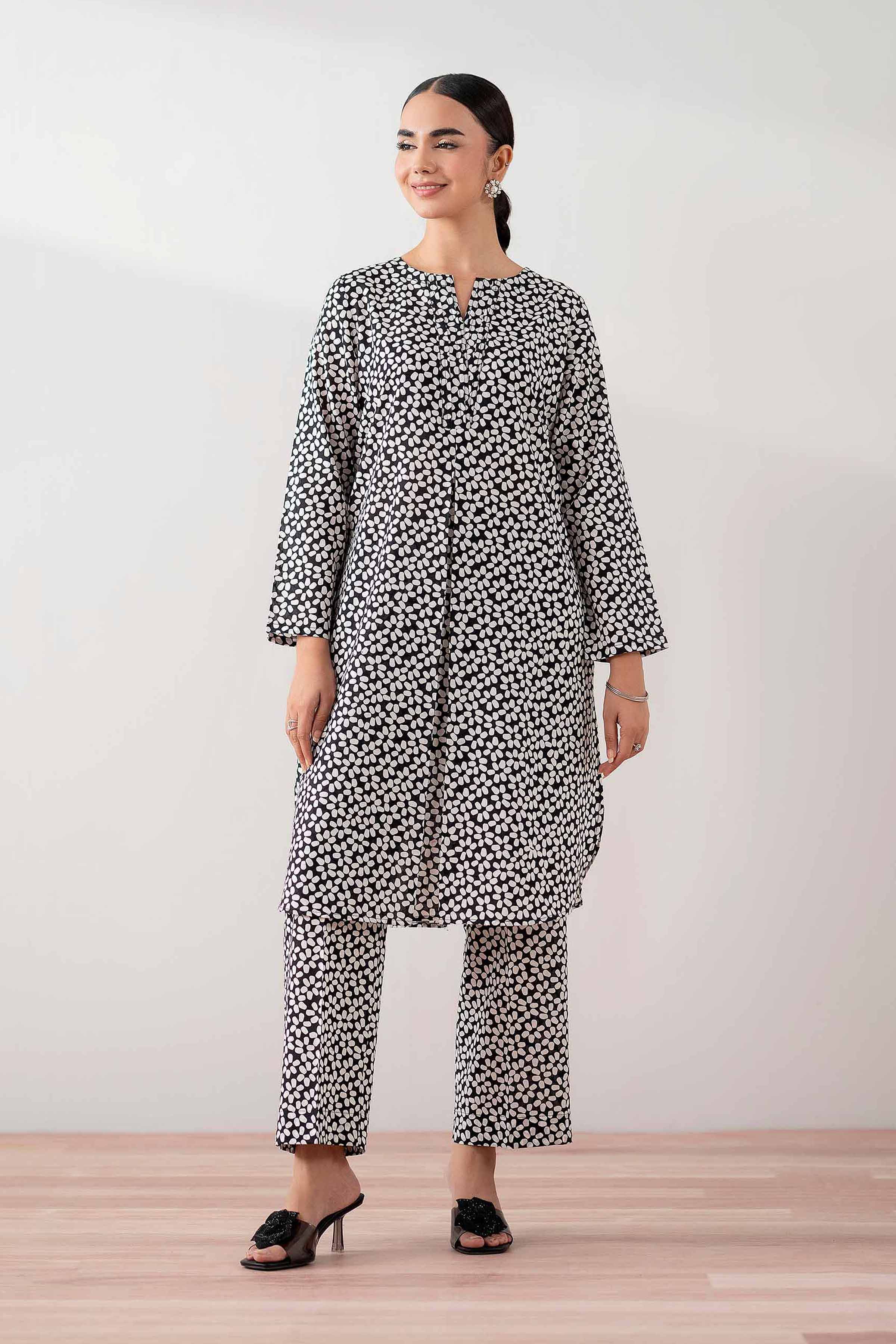 NishatUK - Black  Printed  Cambric 2-piece ready to wear Dress