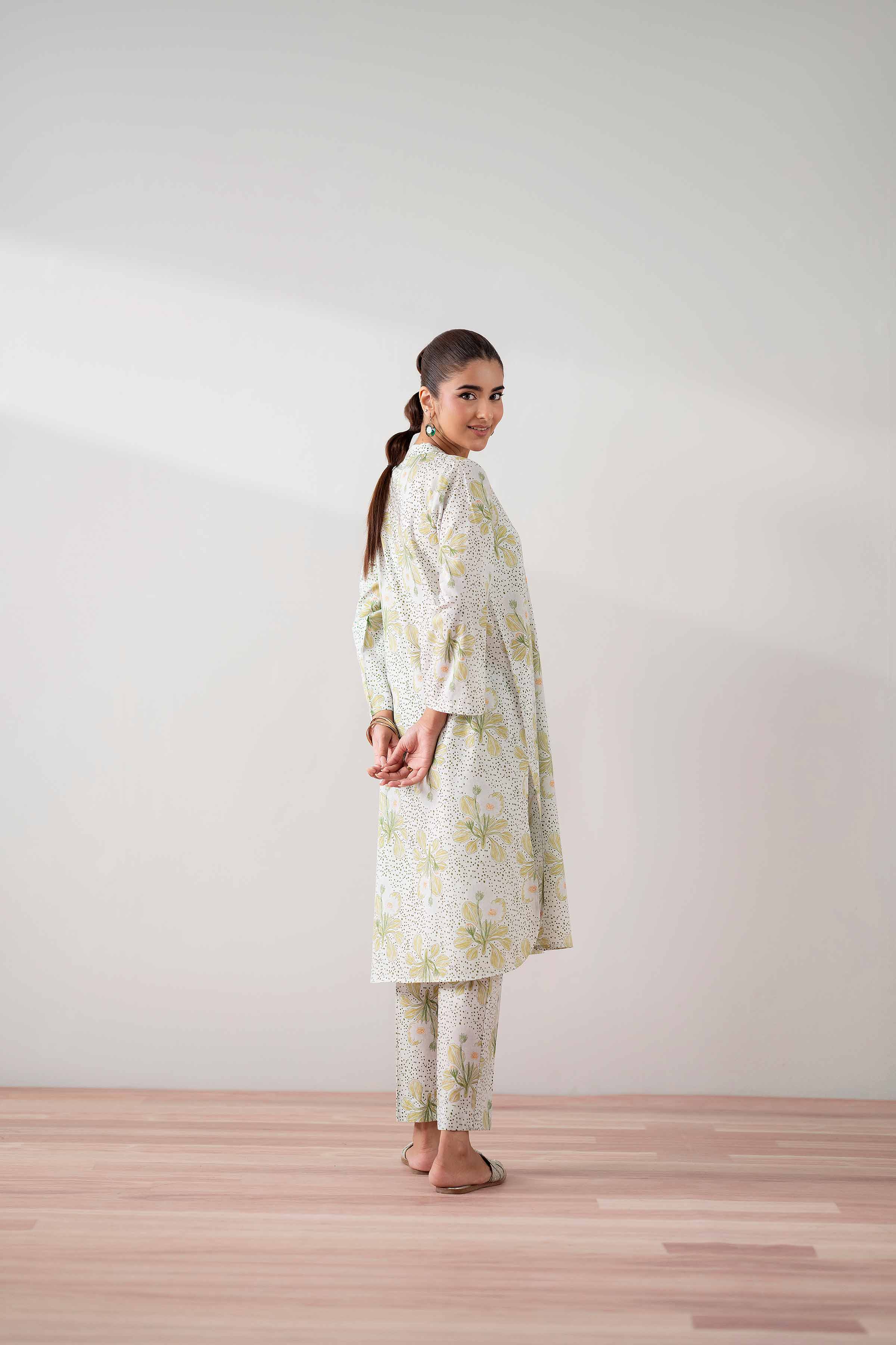 NishatUK - Off White Printed  Cambric 2-piece ready to wear Dress