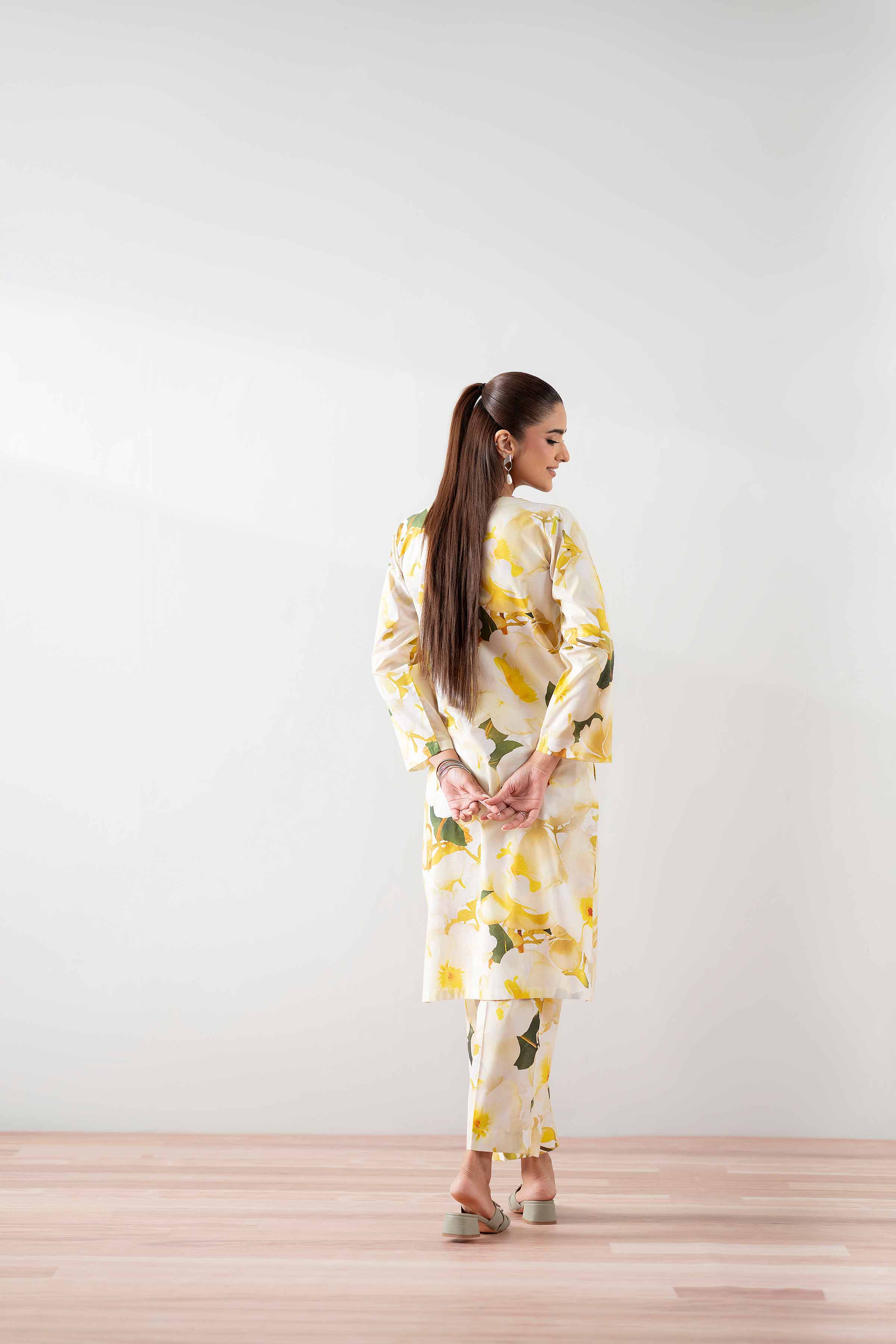 NishatUK - Yellow Printed  Cambric 2-piece ready to wear Dress