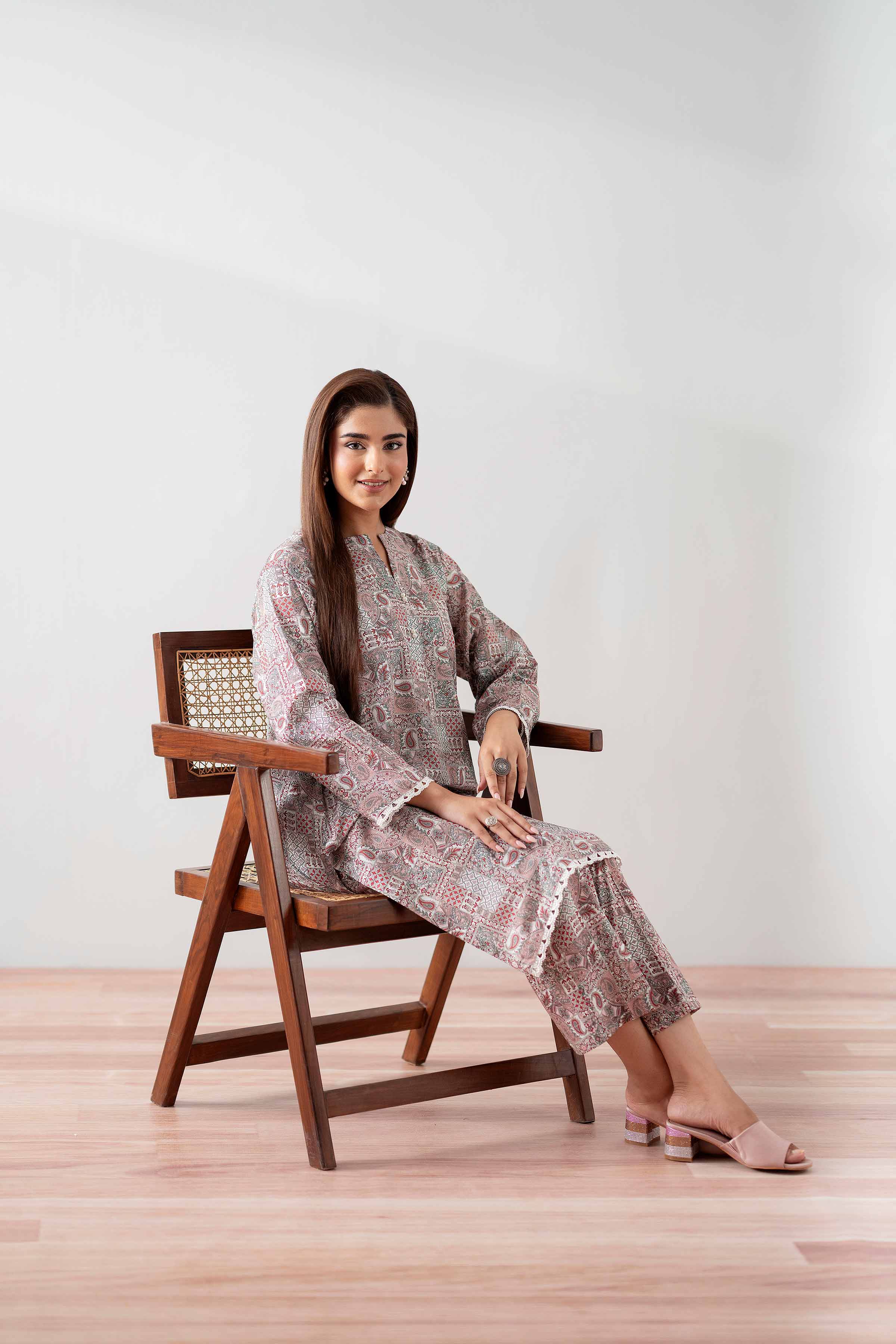 NishatUK - Maroon Printed  Cambric 2-piece ready to wear Dress
