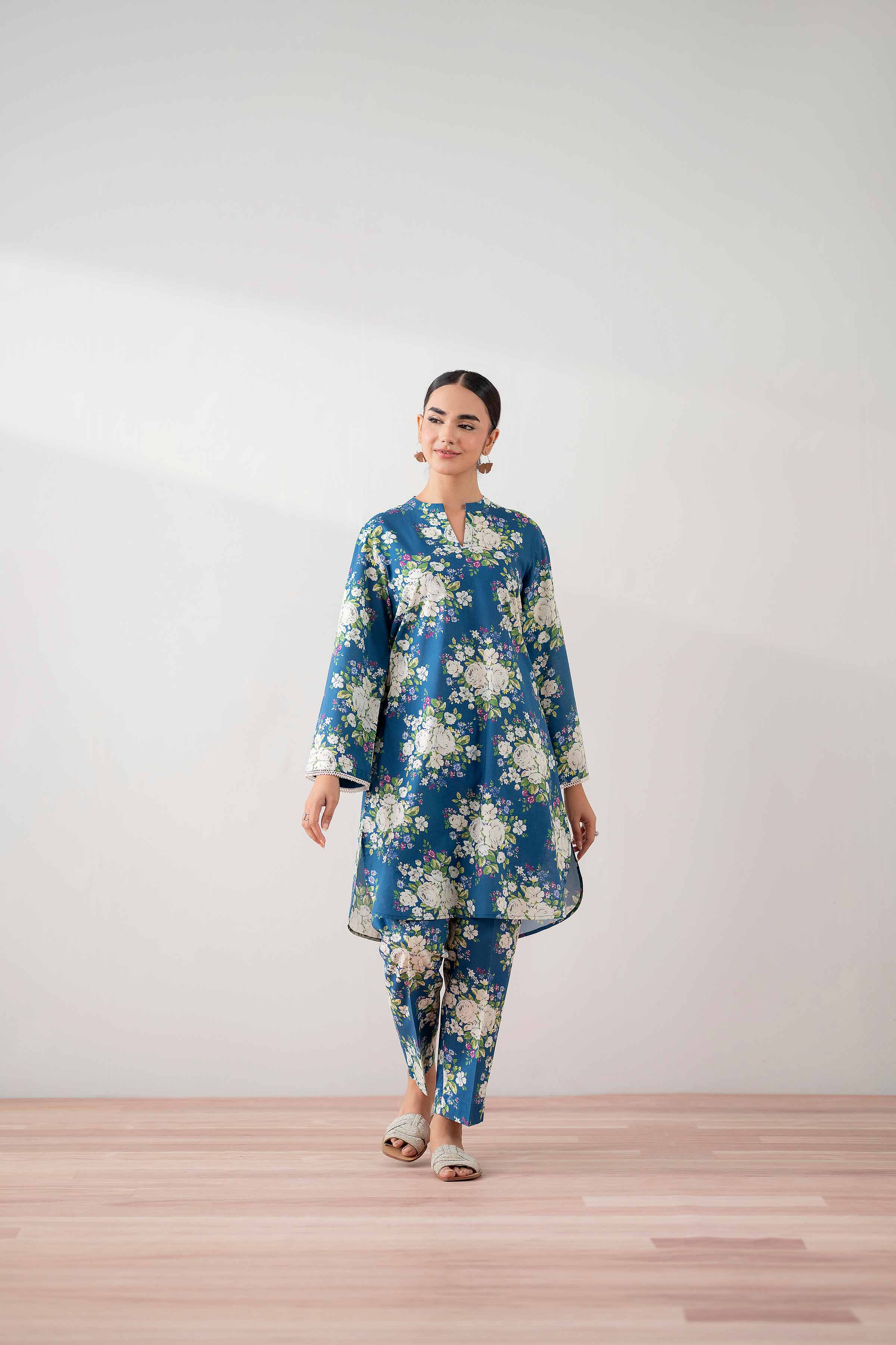 NishatUK - Blue Printed Cambric 2-piece ready to wear Dress