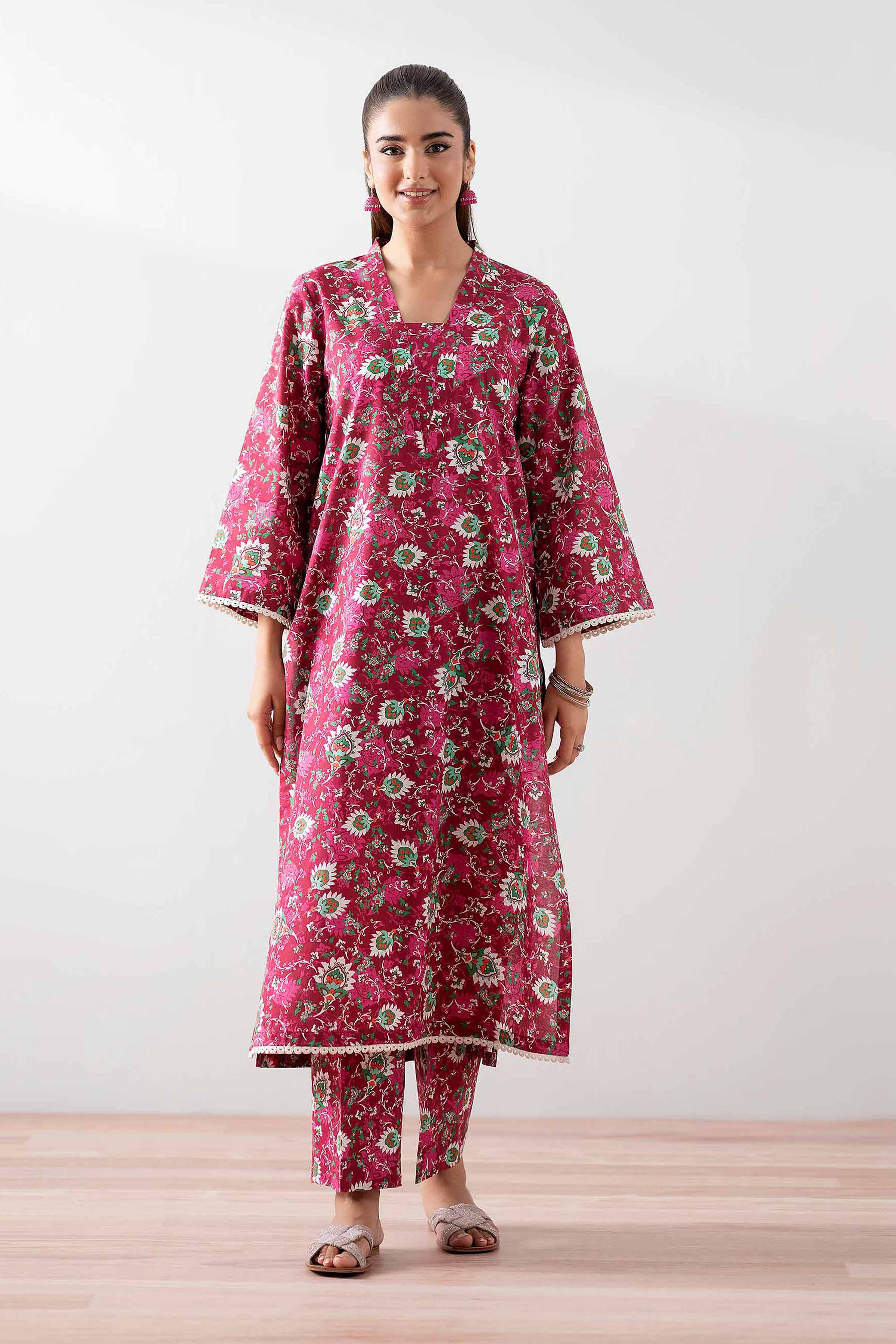 NishatUK - Pink Printed  Cambric 2-piece ready to wear Dress