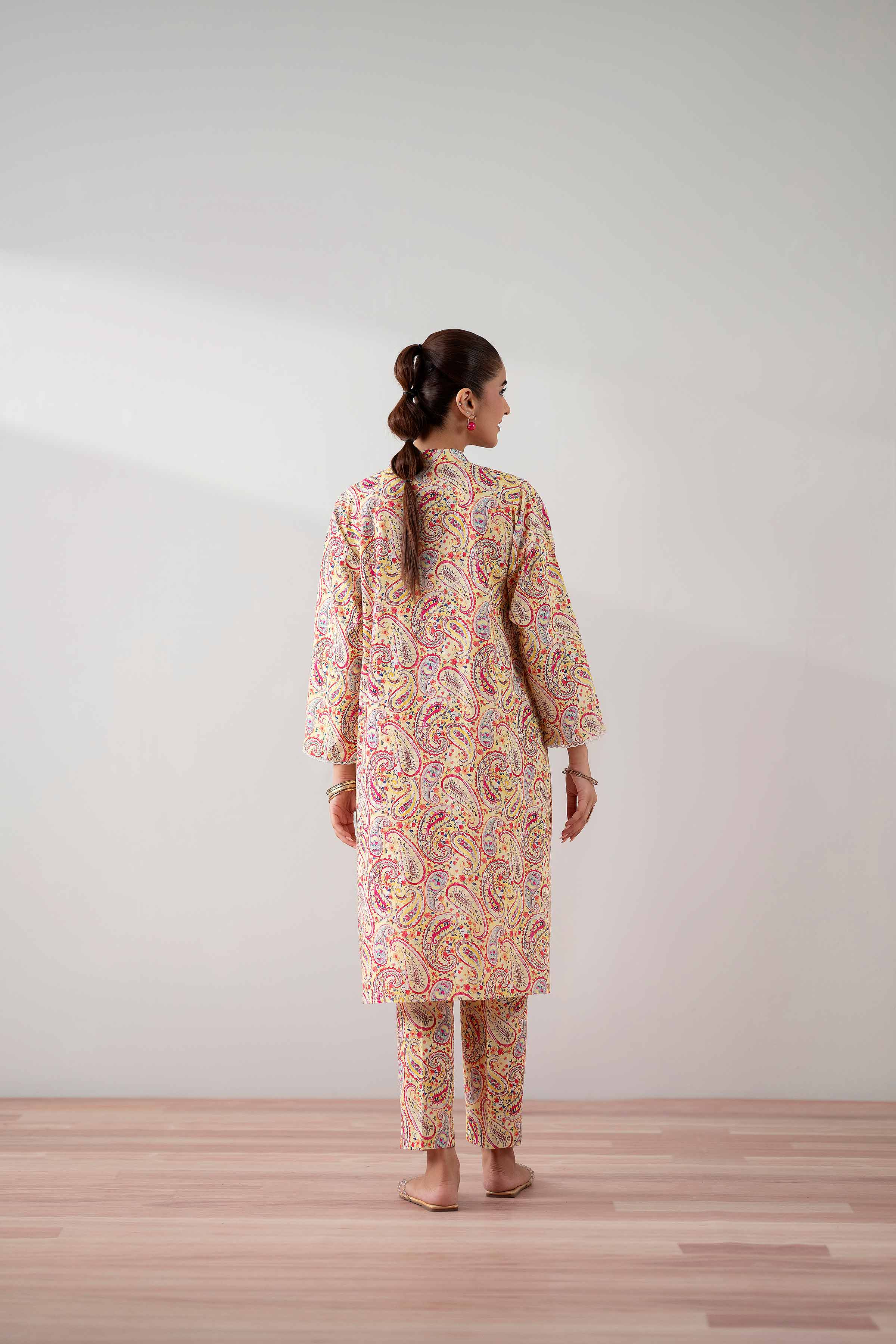 NishatUK - Yellow Printed Cambric 2-piece ready to wear Dress