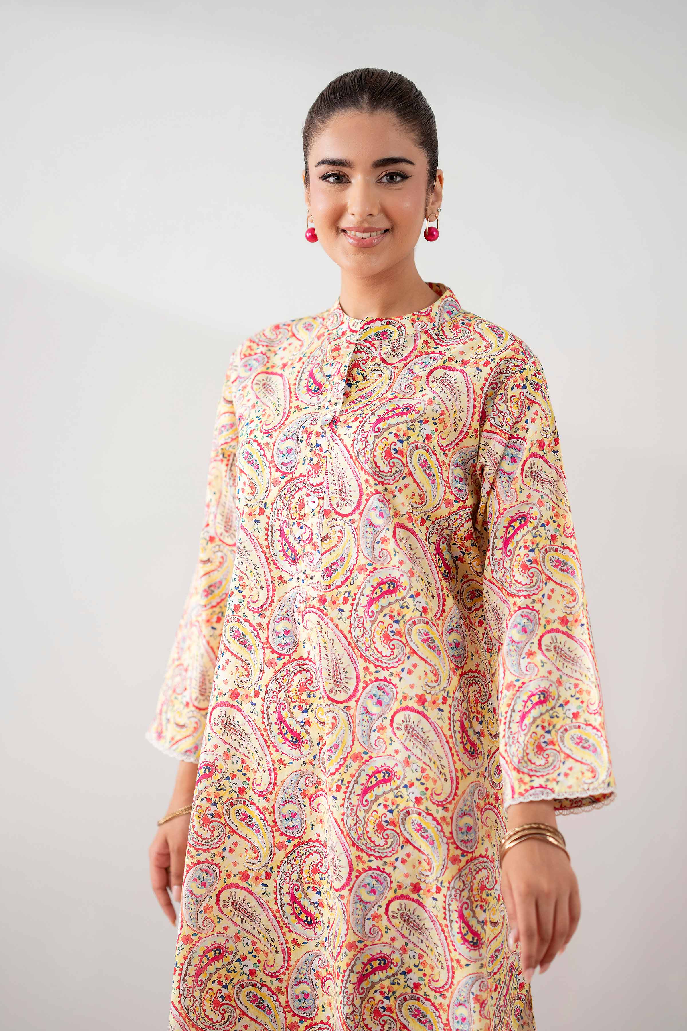 NishatUK - Yellow Printed Cambric 2-piece ready to wear Dress