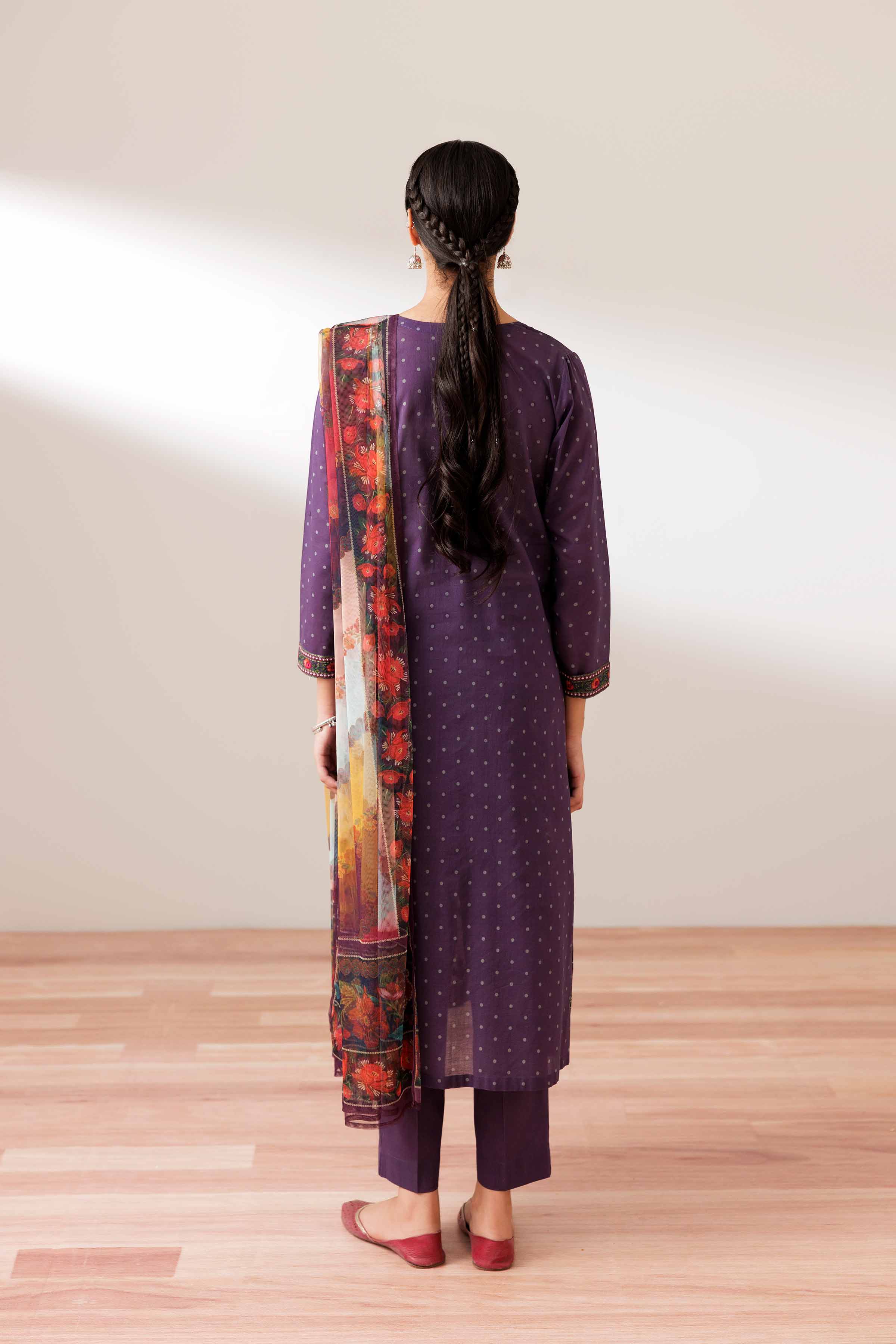 NishatUK - Purple Embroidered Lawn 3-piece ready to wear Suit
