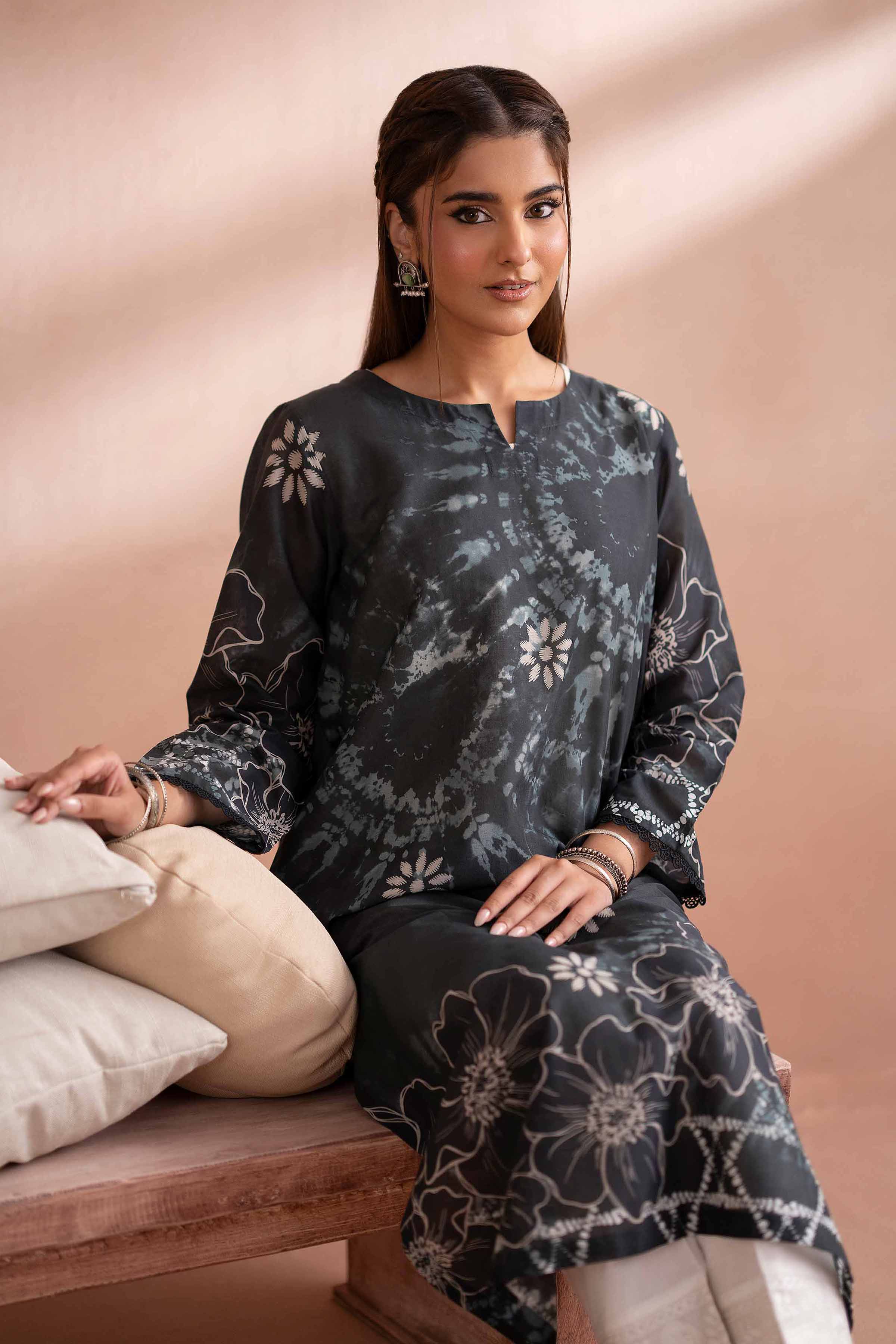 NishatUK - Black  Printed  Cambric 1-piece ready to wear Shirt