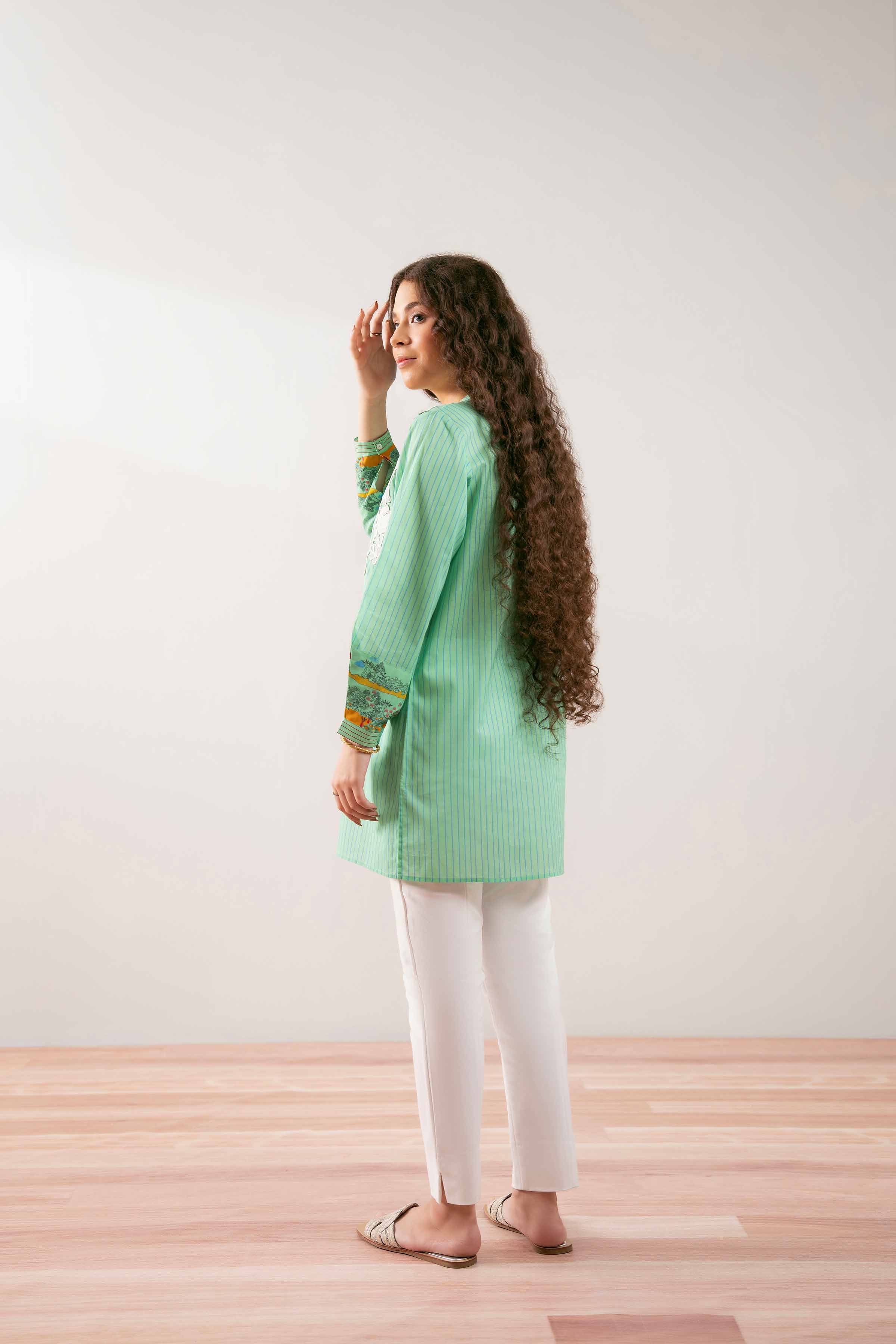 NishatUK - Green Printed Cambric 1-piece ready to wear Shirt