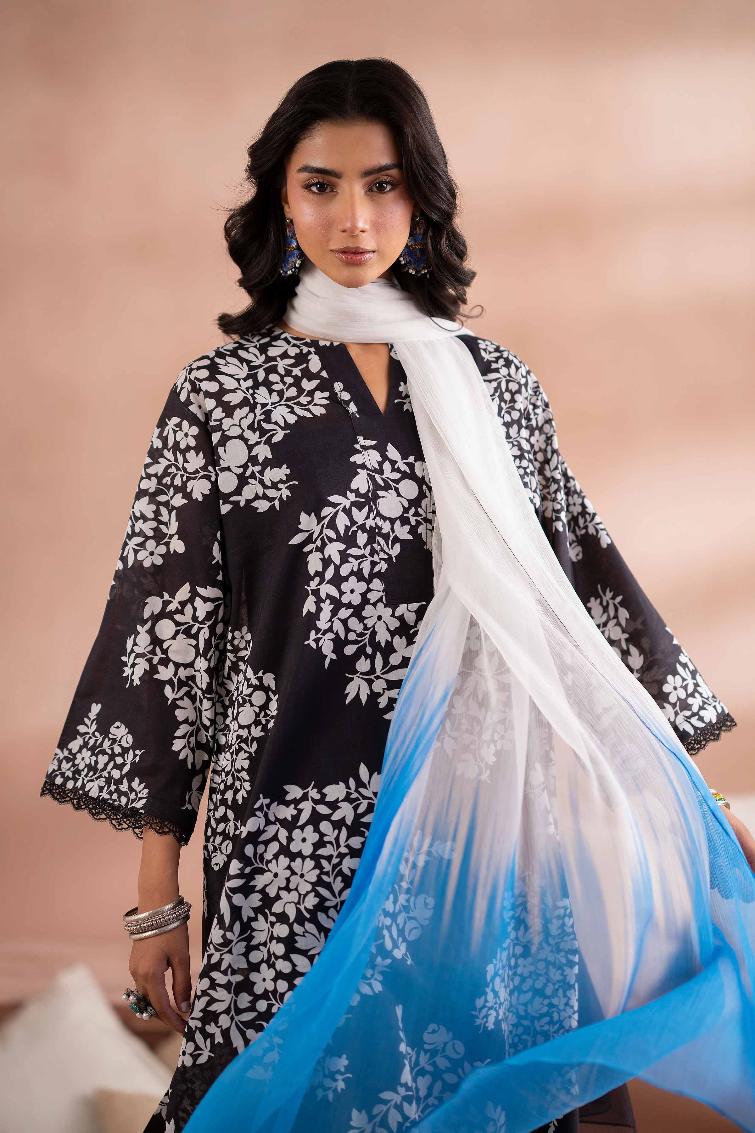 NishatUK - Black Printed  Cambric 3-piece ready to wear Suit