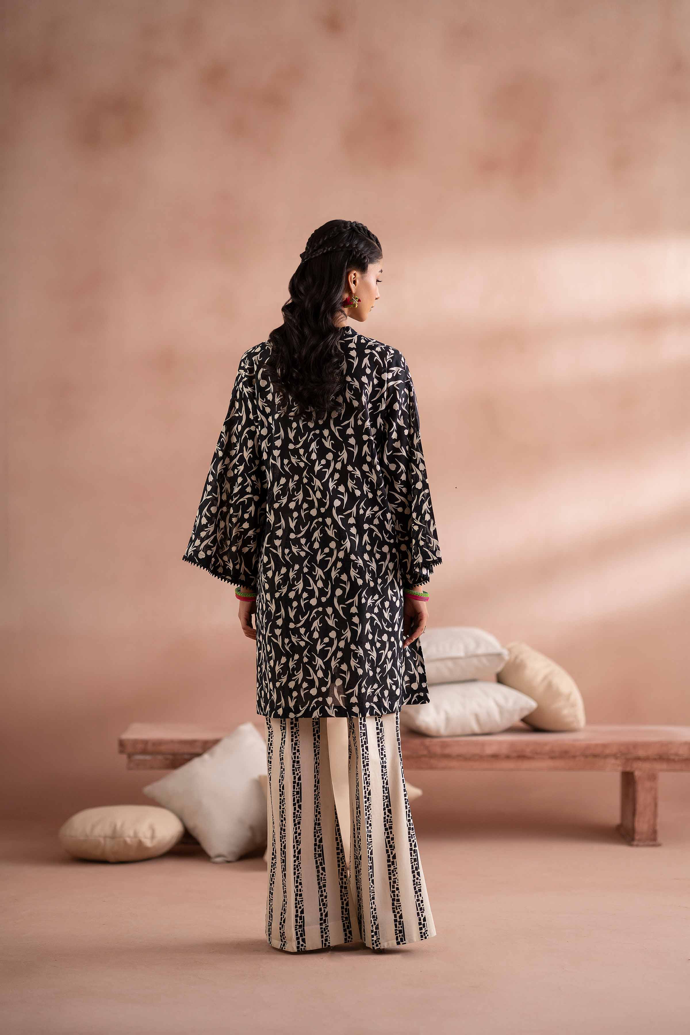 NishatUK - Black Printed  Cambric 2-piece ready to wear Dress