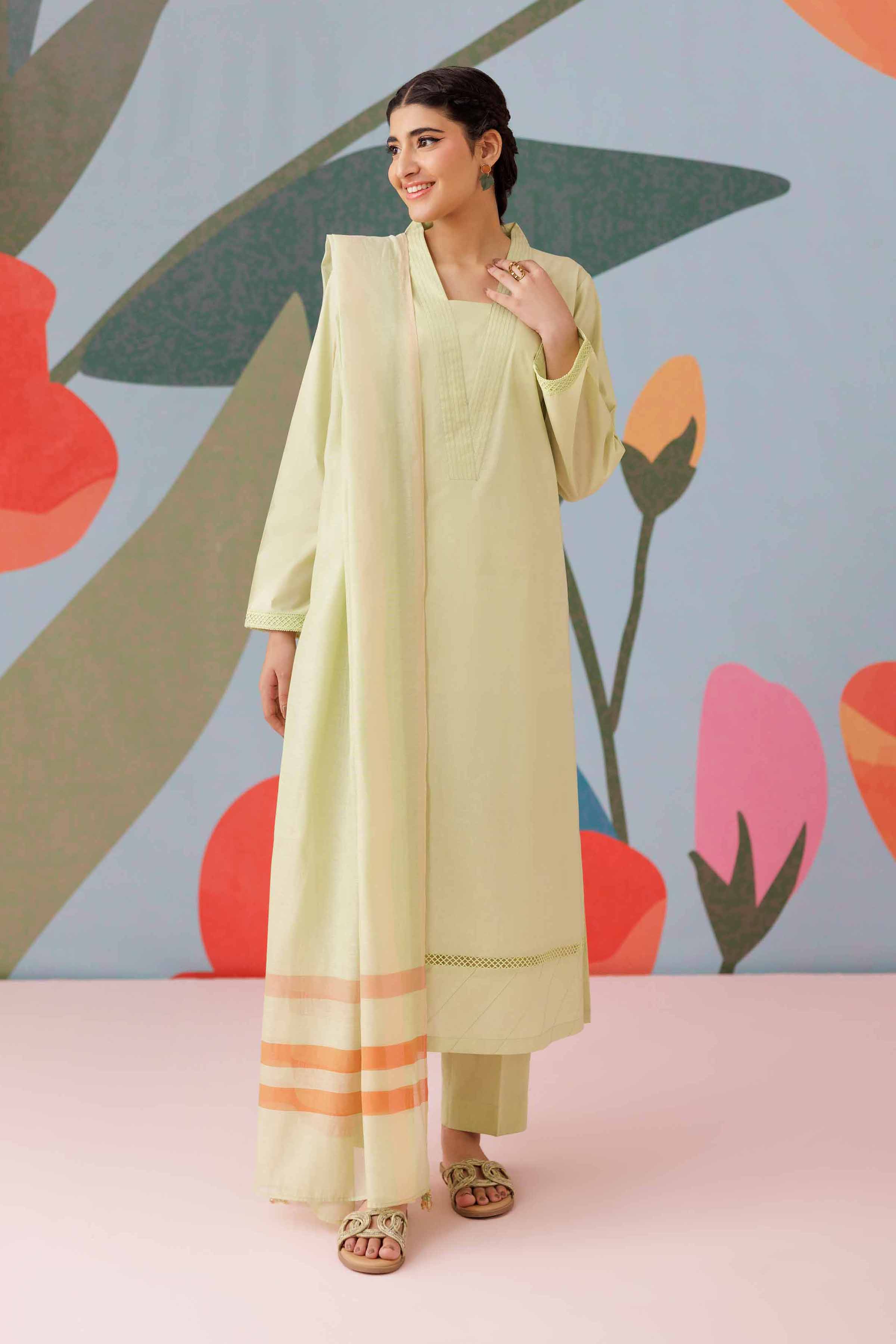 NishatUK - Pistachio Embroidered Cambric 3-piece ready to wear Suit