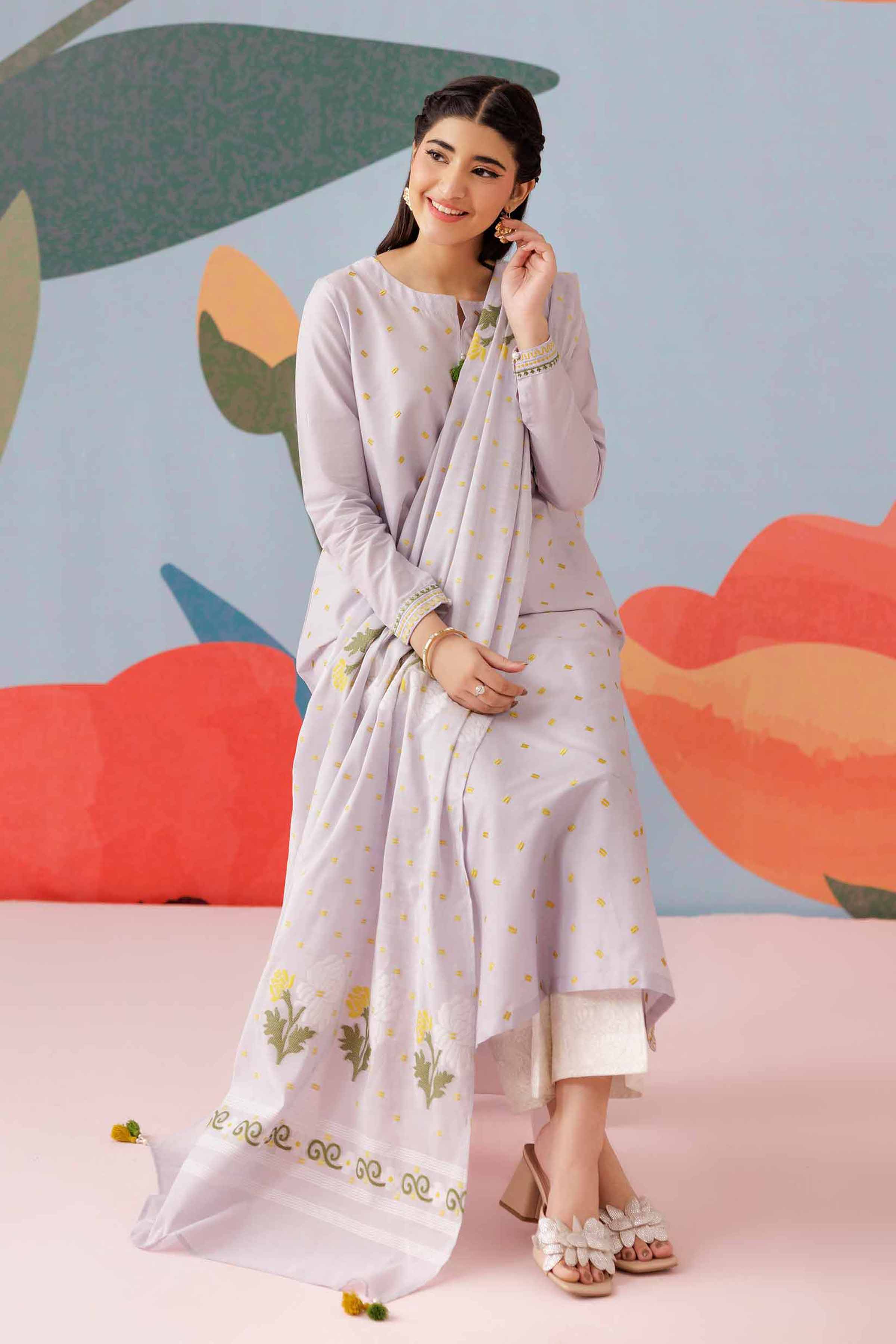 NishatUK - Purple Embroidered Cambric 2-piece ready to wear Dress