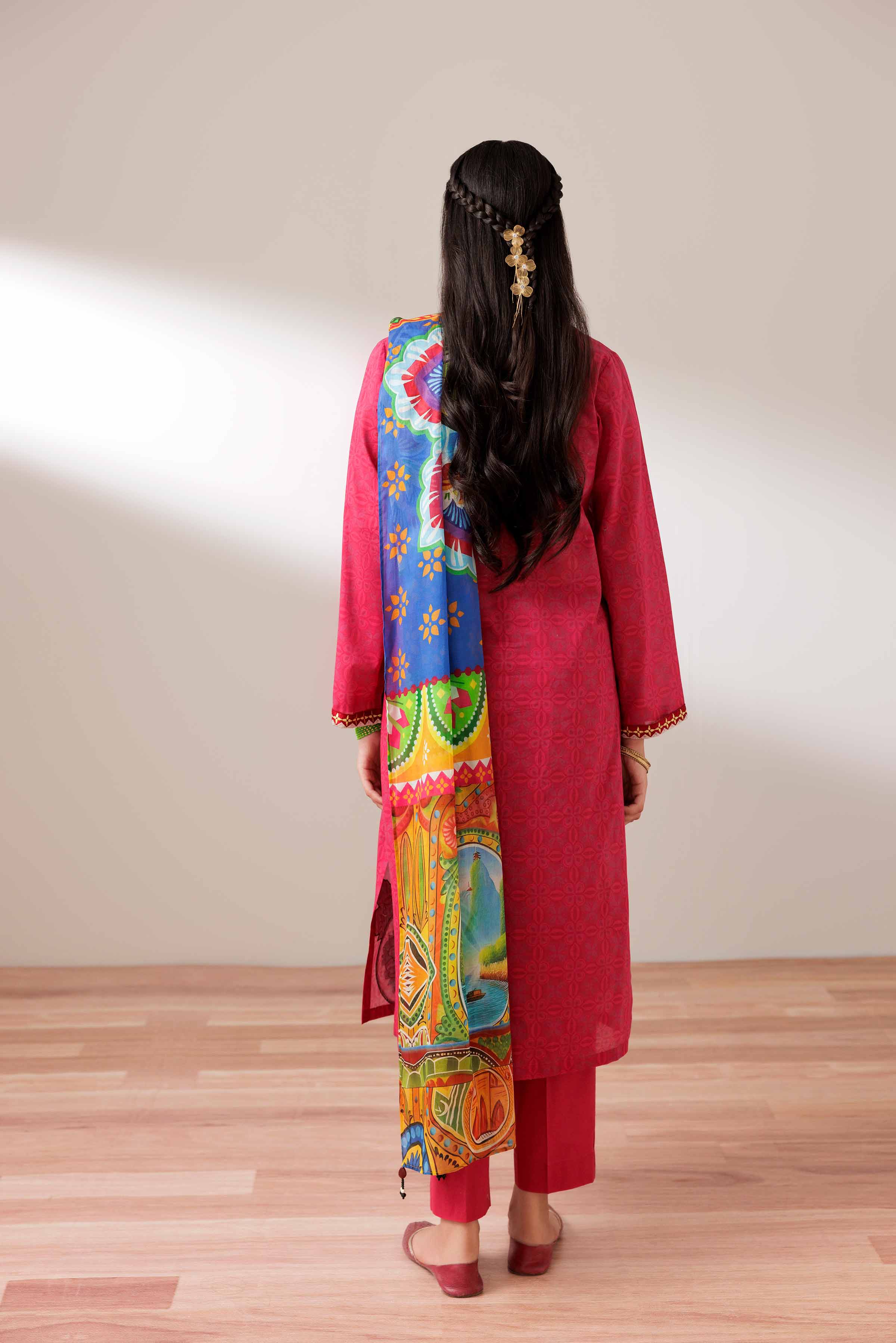 NishatUK - Pink Embroidered Lawn 3-piece ready to wear Suit