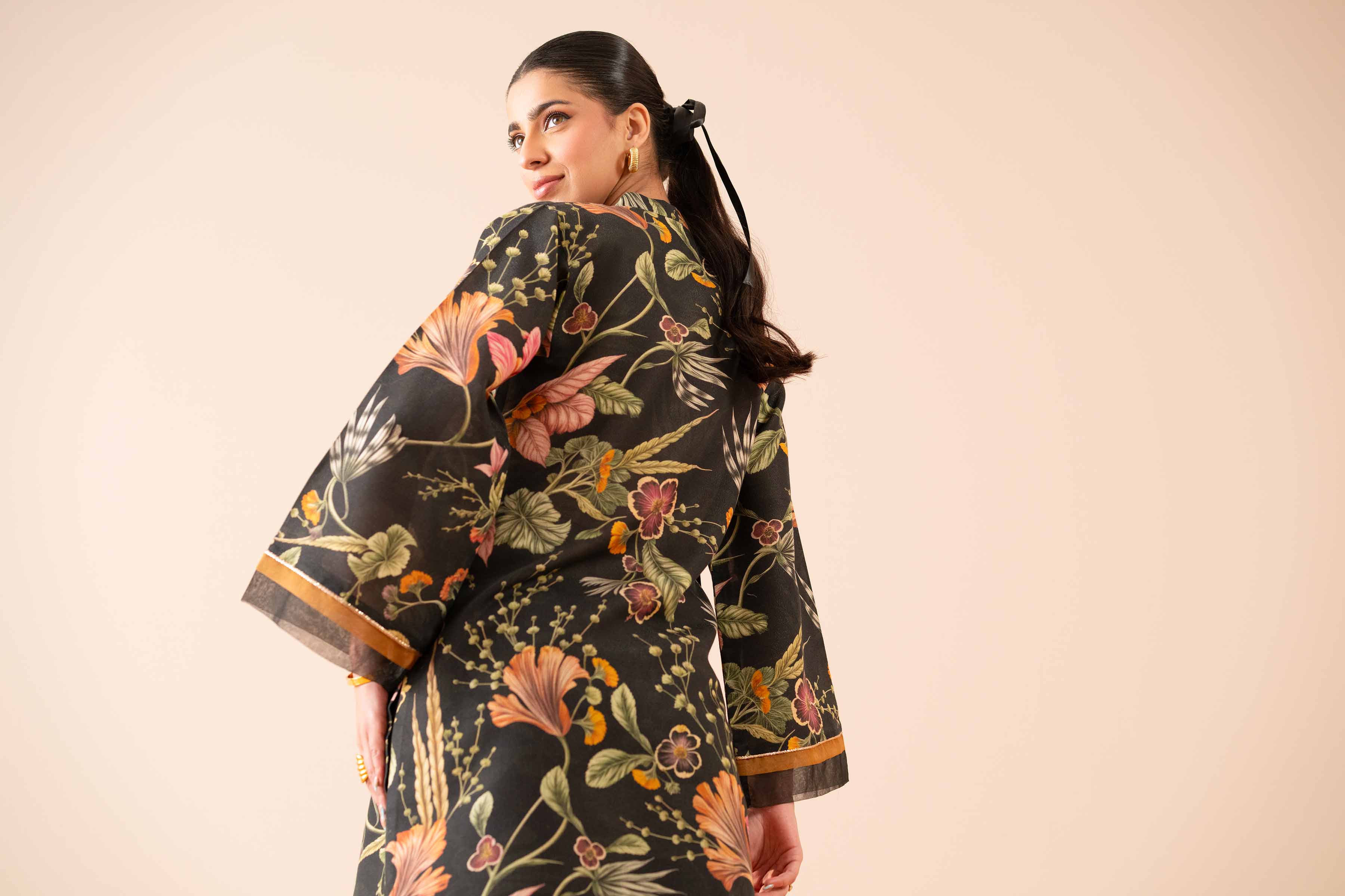 NishatUK - Black Printed Lawn 1-piece ready to wear Shirt
