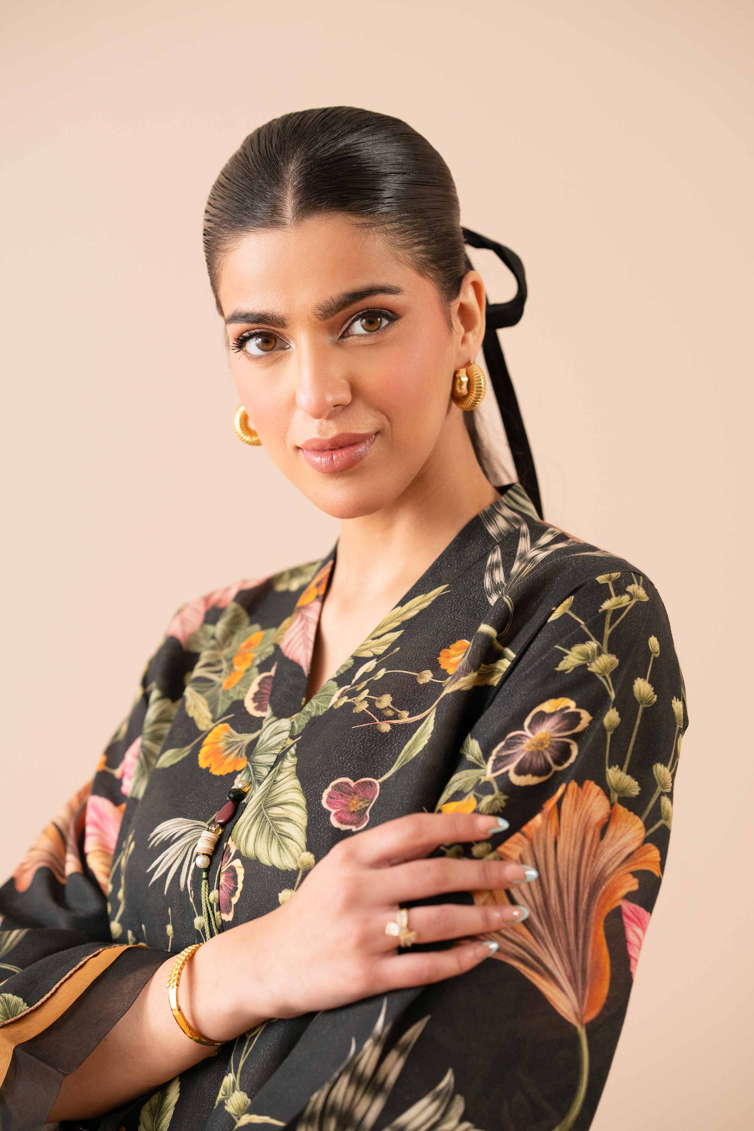NishatUK - Black Printed Lawn 1-piece ready to wear Shirt
