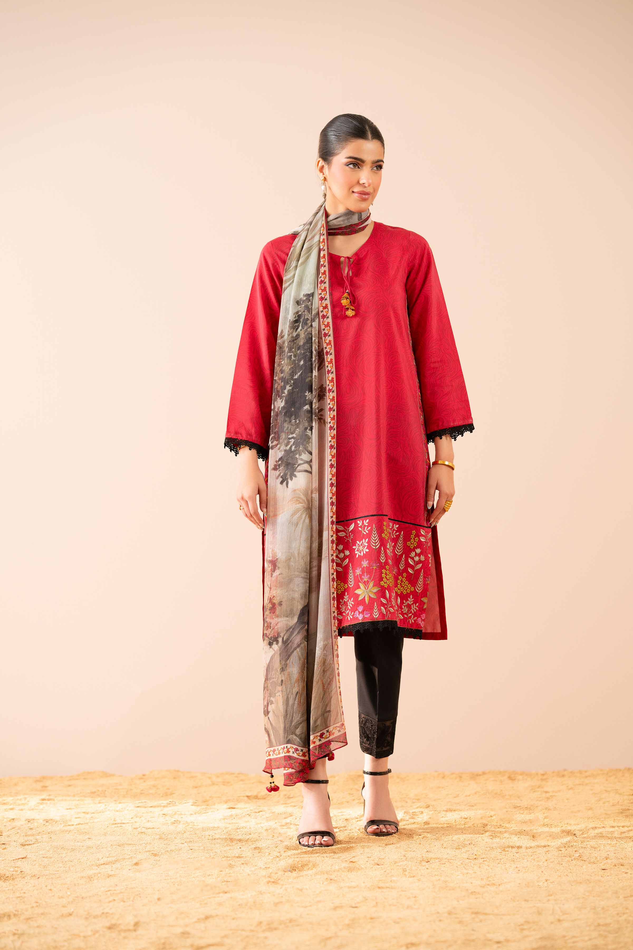 NishatUK - Pink Embroidered  Silk 2-piece ready to wear Dress