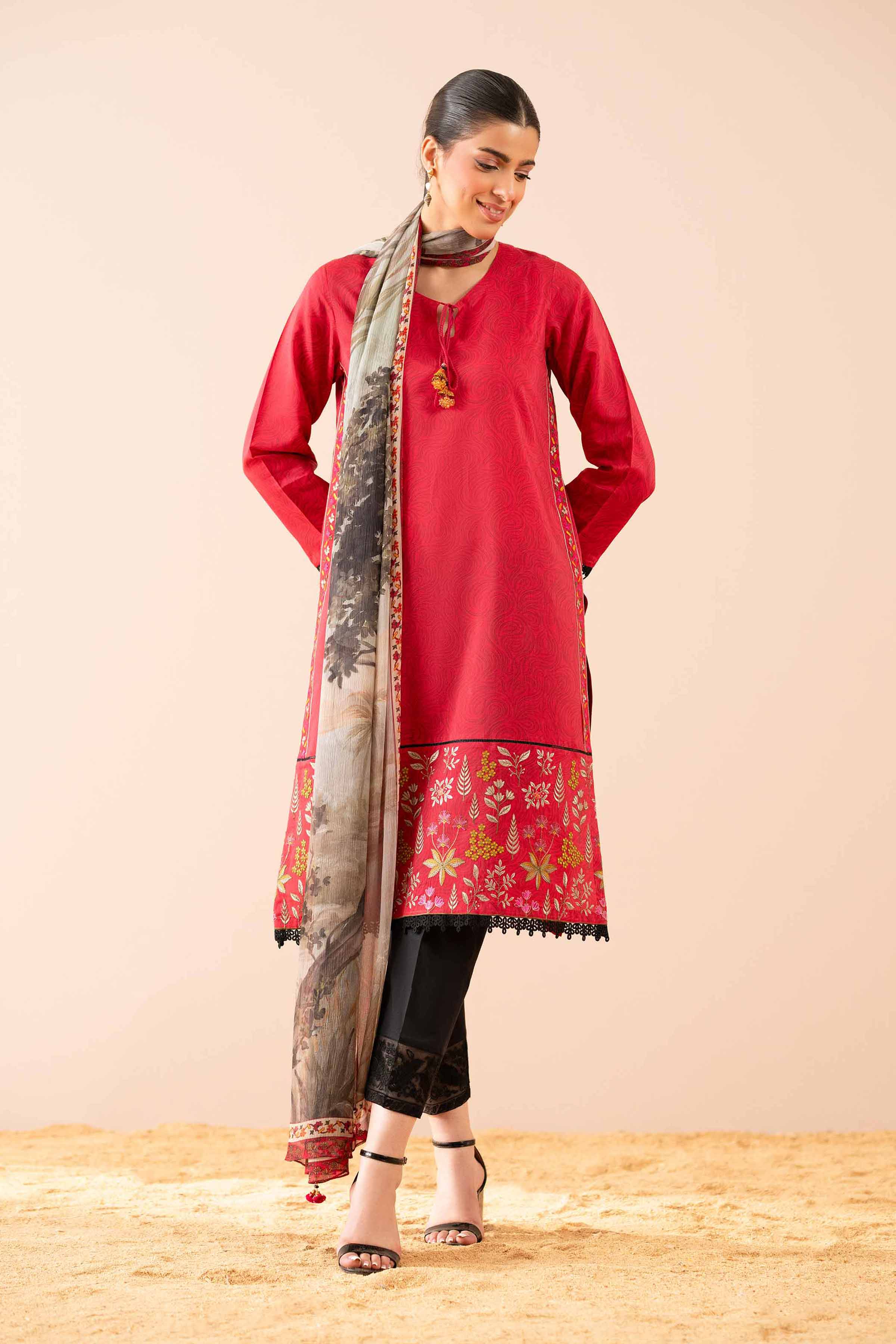 NishatUK - Pink Embroidered  Silk 2-piece ready to wear Dress