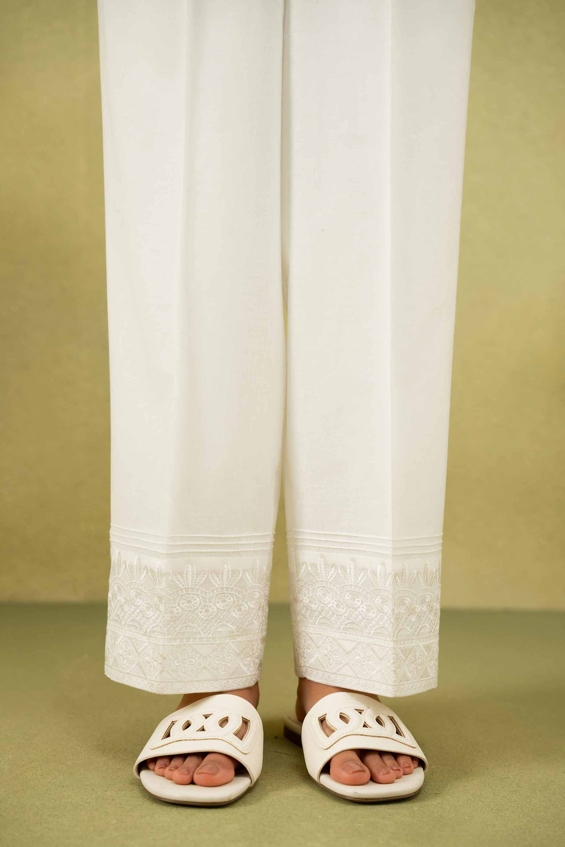 NishatUK - White Embroidered   Cambric 1-piece ready to wear Trouser
