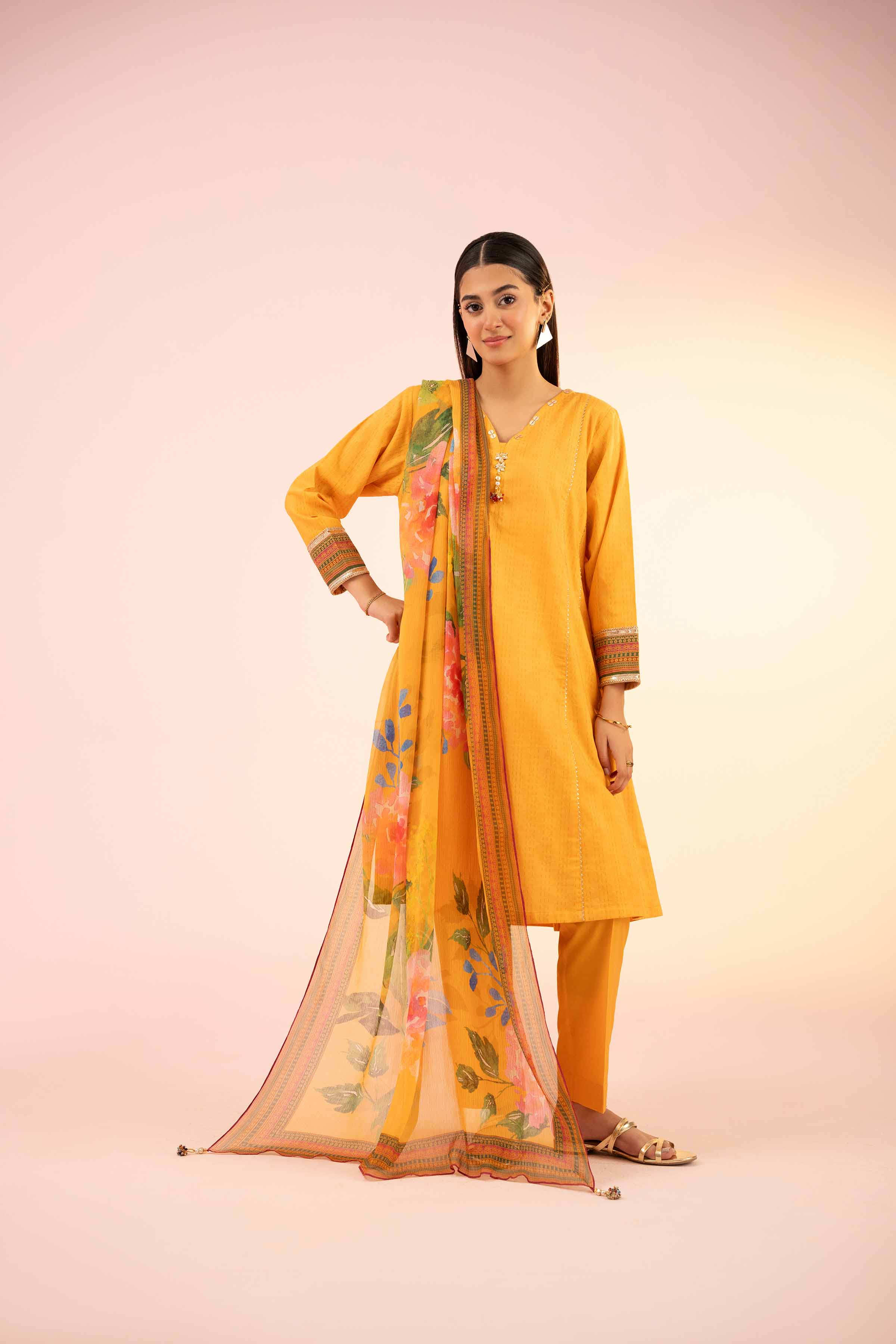 NishatUK - Yellow Solids Dobby 3-piece ready to wear Suit