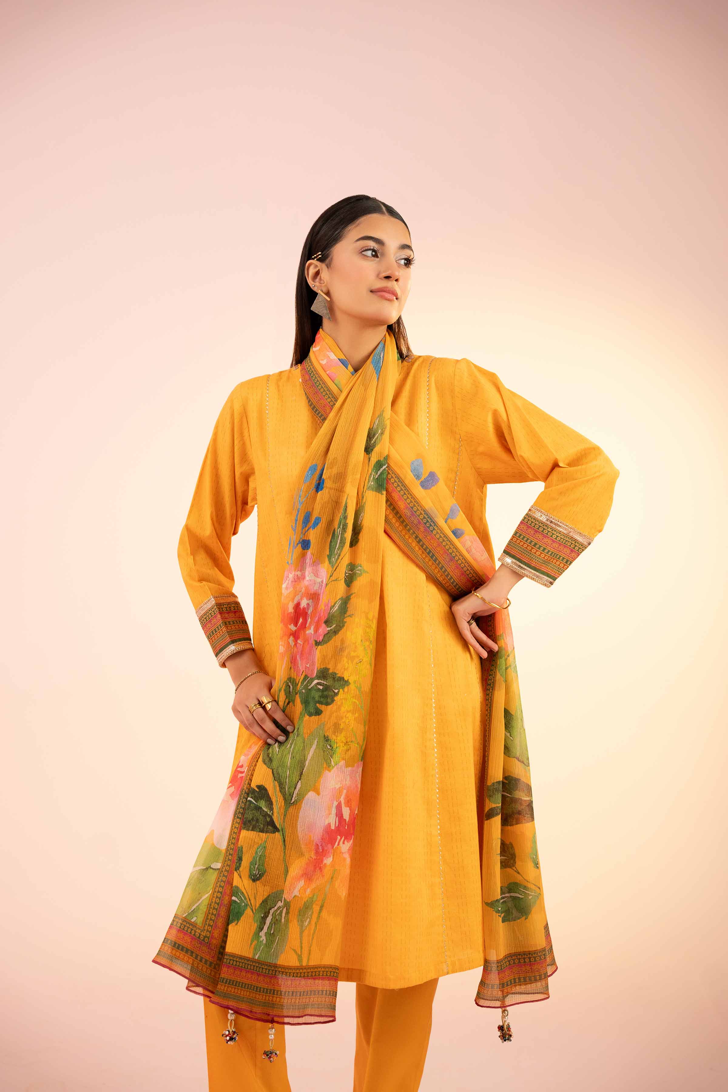 NishatUK - Yellow Solids Dobby 3-piece ready to wear Suit