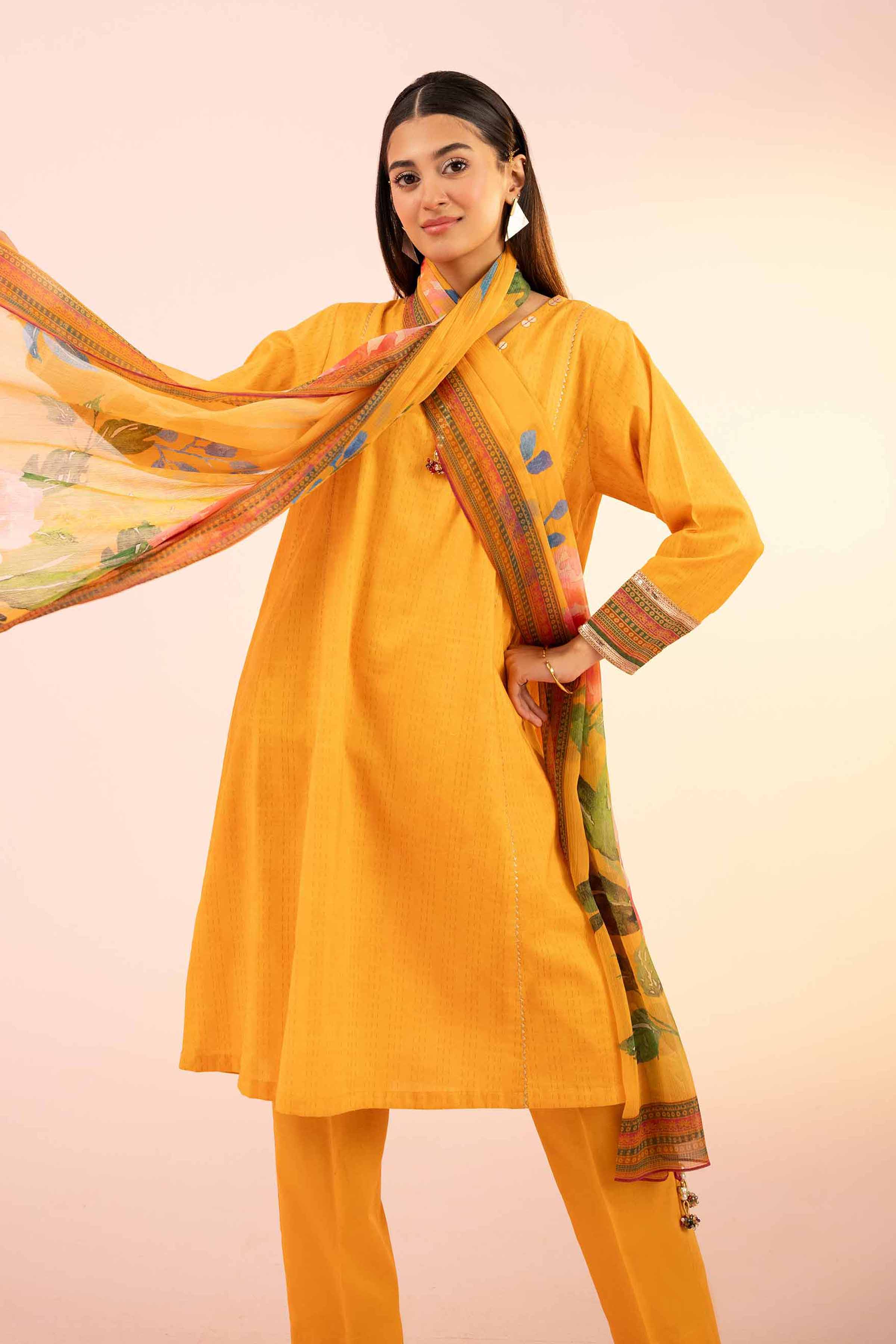 NishatUK - Yellow Solids Dobby 3-piece ready to wear Suit
