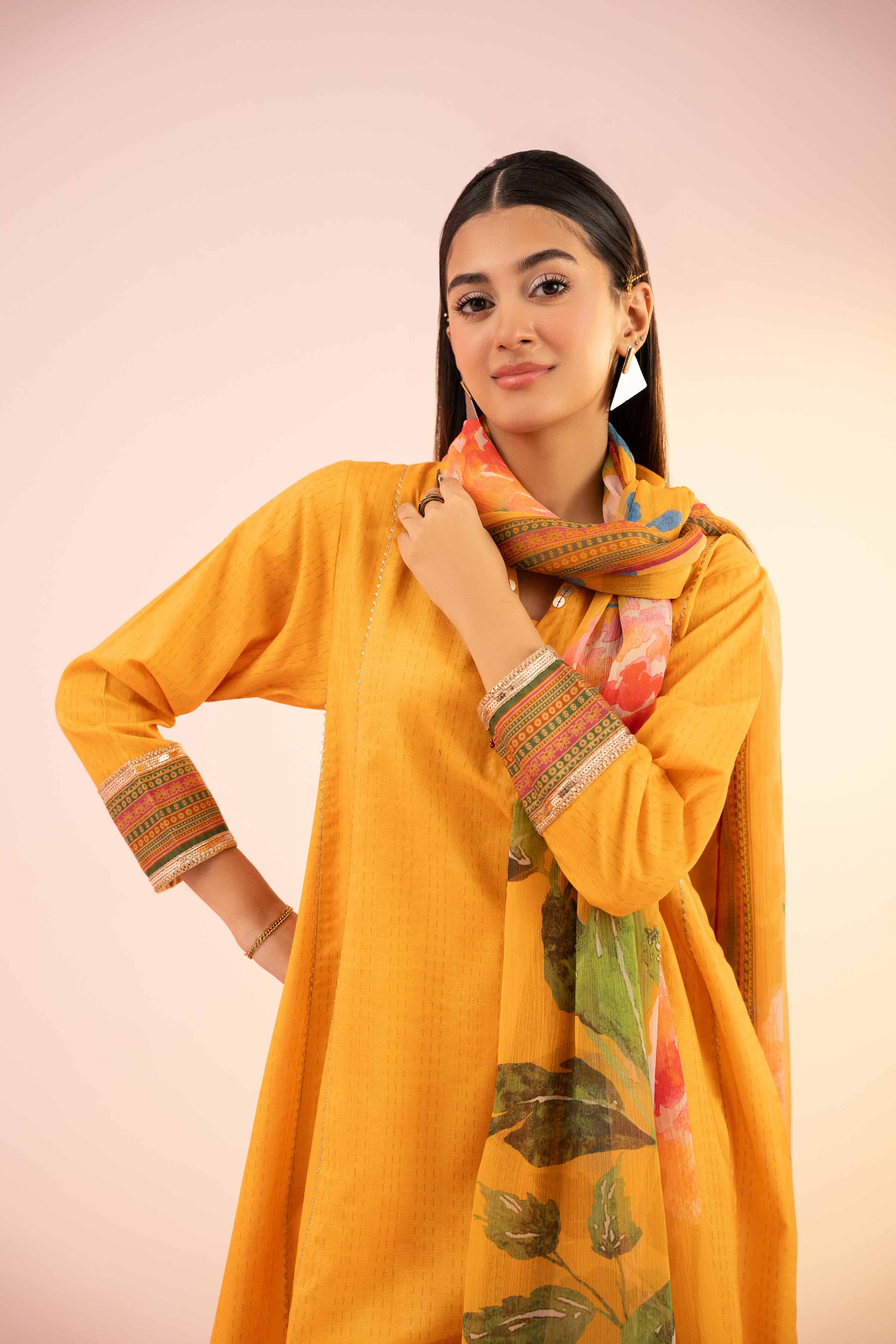 NishatUK - Yellow Solids Dobby 3-piece ready to wear Suit