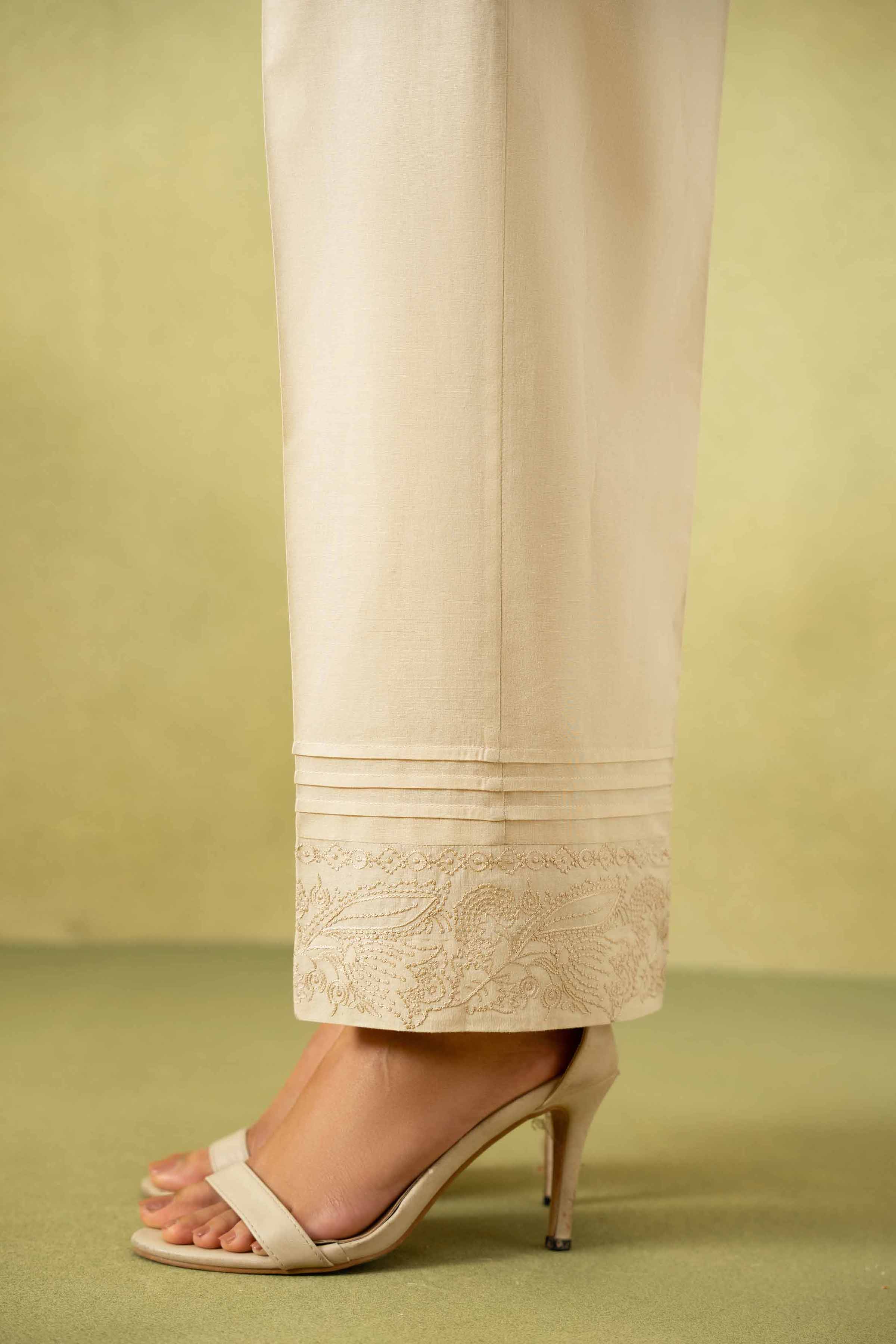 NishatUK - Beige Embroidered   Cambric 1-piece ready to wear Trouser