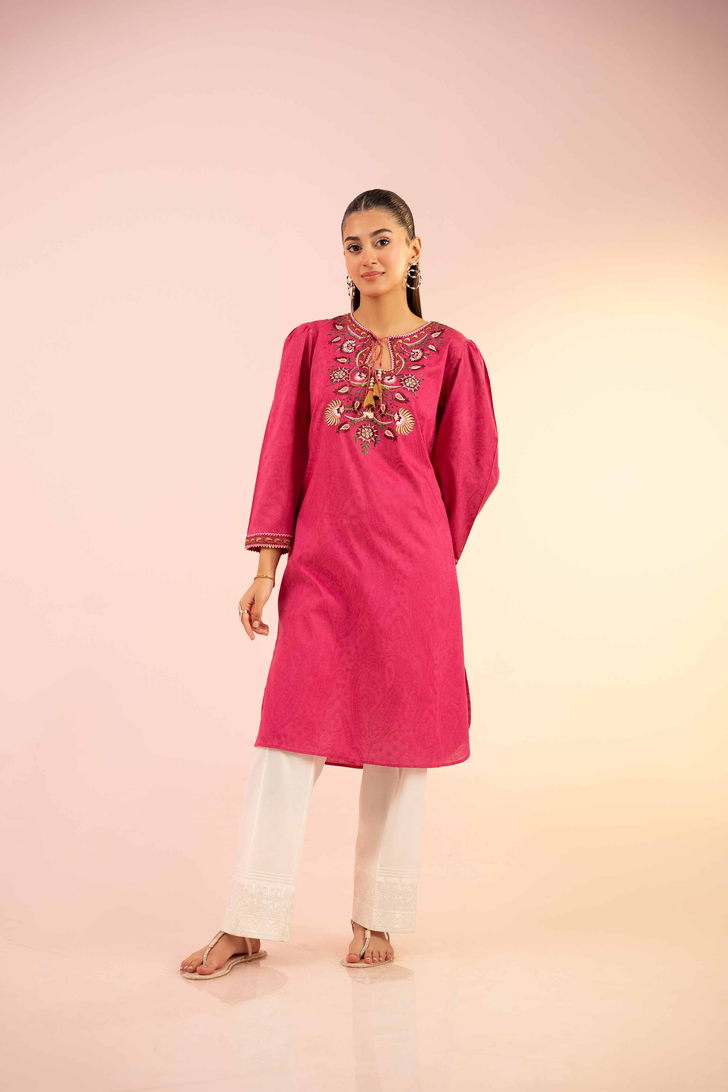 NishatUK - Pink Embroidered  Jacquard 1-piece ready to wear Shirt