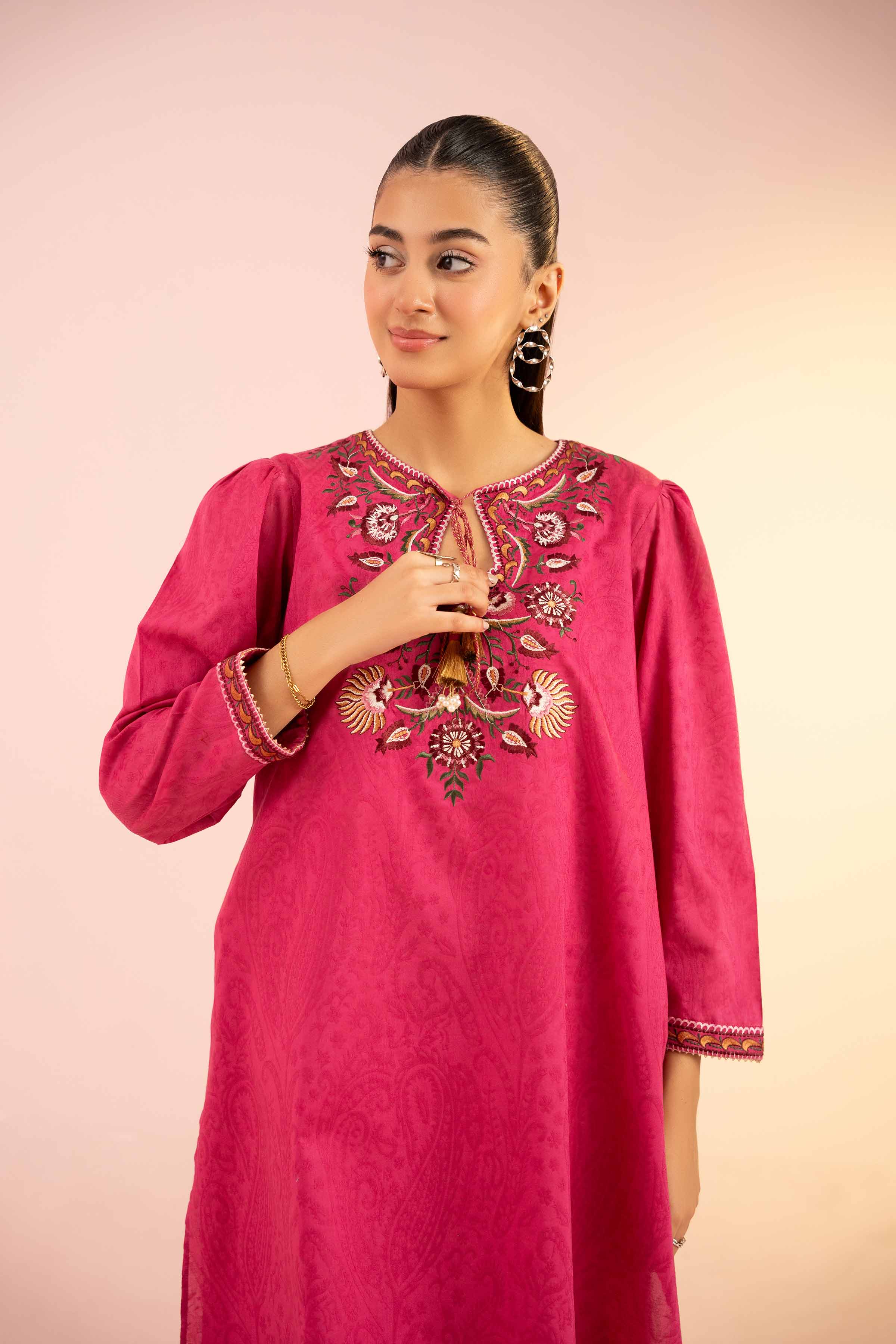 NishatUK - Pink Embroidered  Jacquard 1-piece ready to wear Shirt