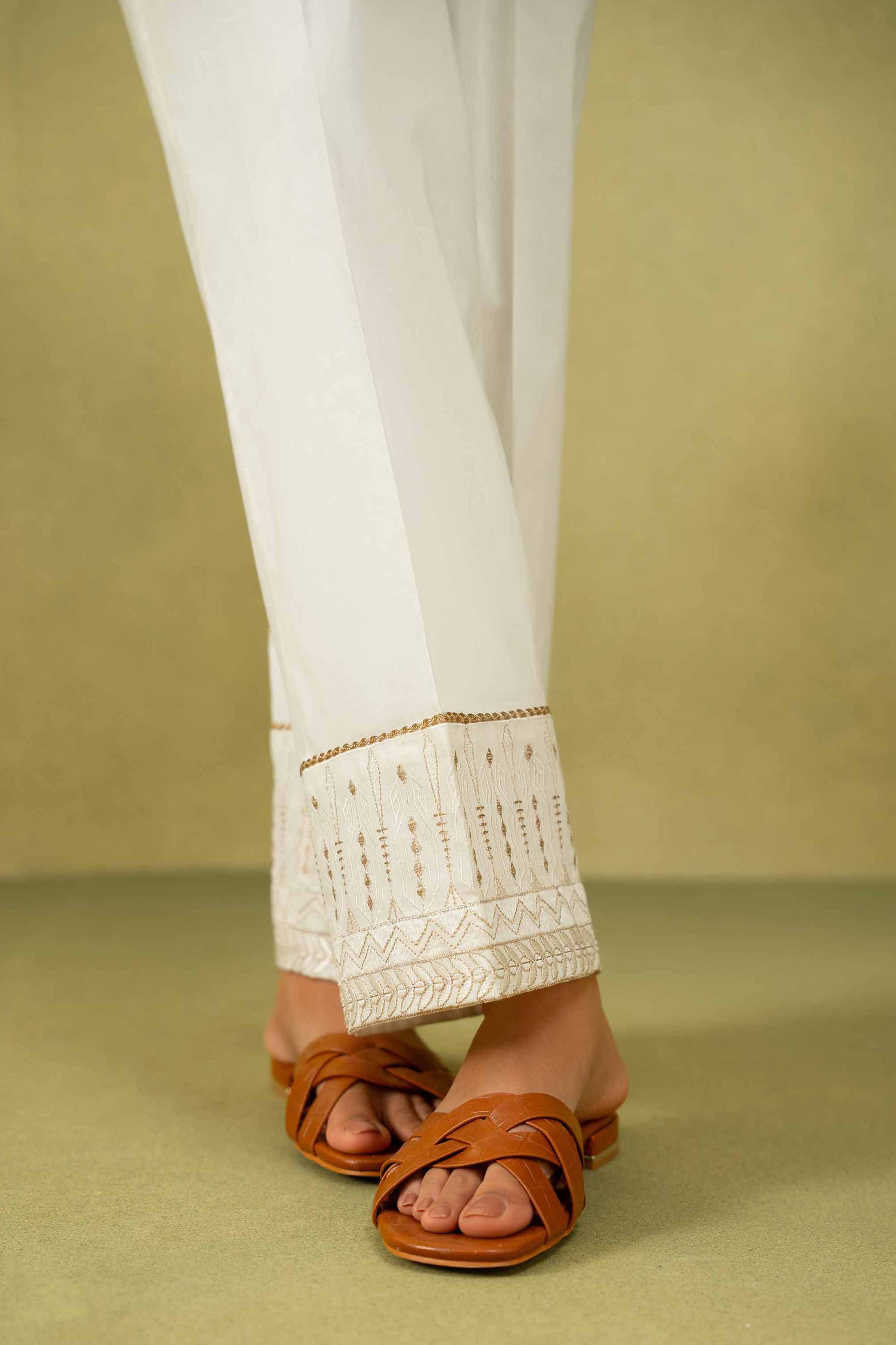 NishatUK - Off White Embroidered   Cambric 1-piece ready to wear Trouser