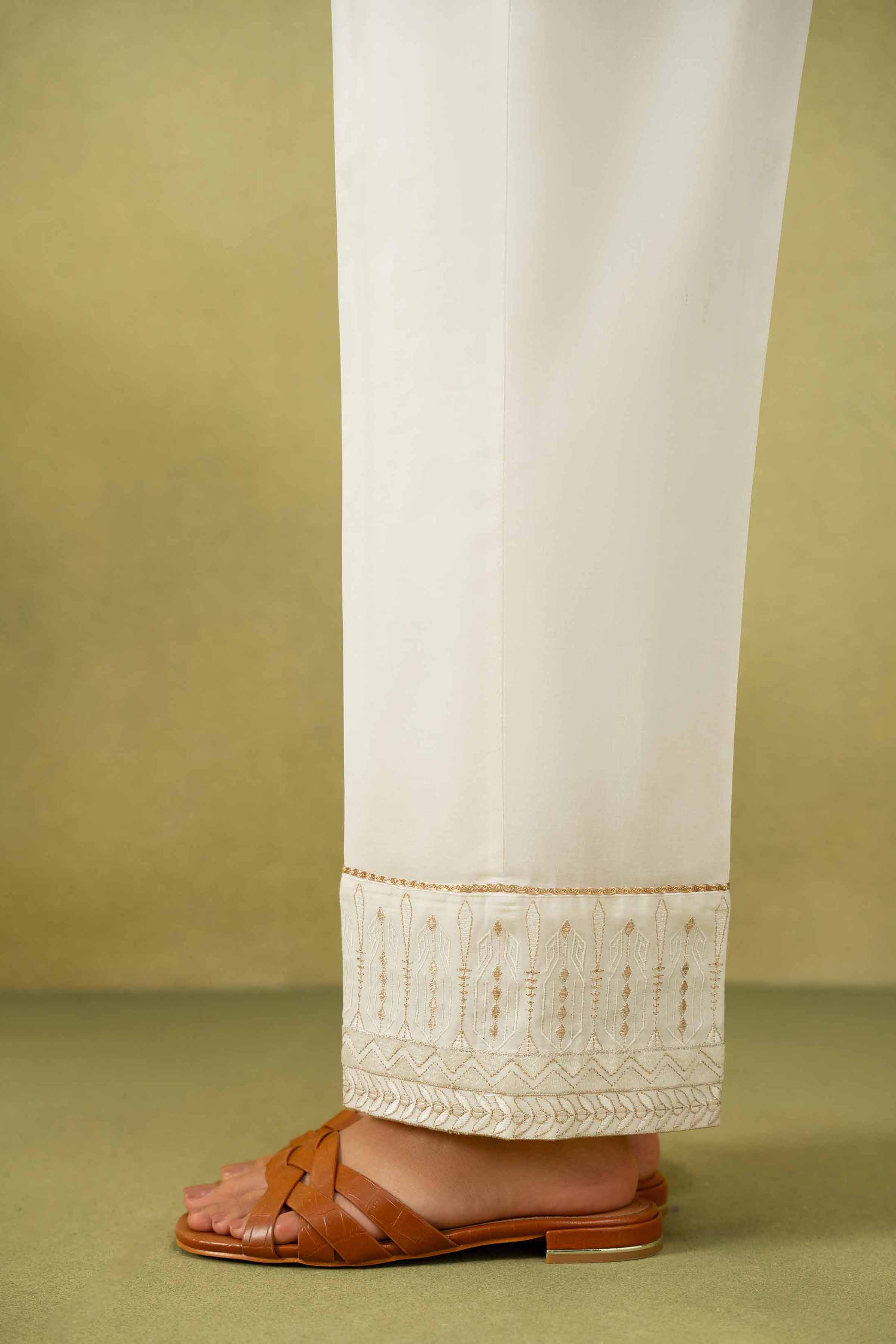 NishatUK - Off White Embroidered   Cambric 1-piece ready to wear Trouser