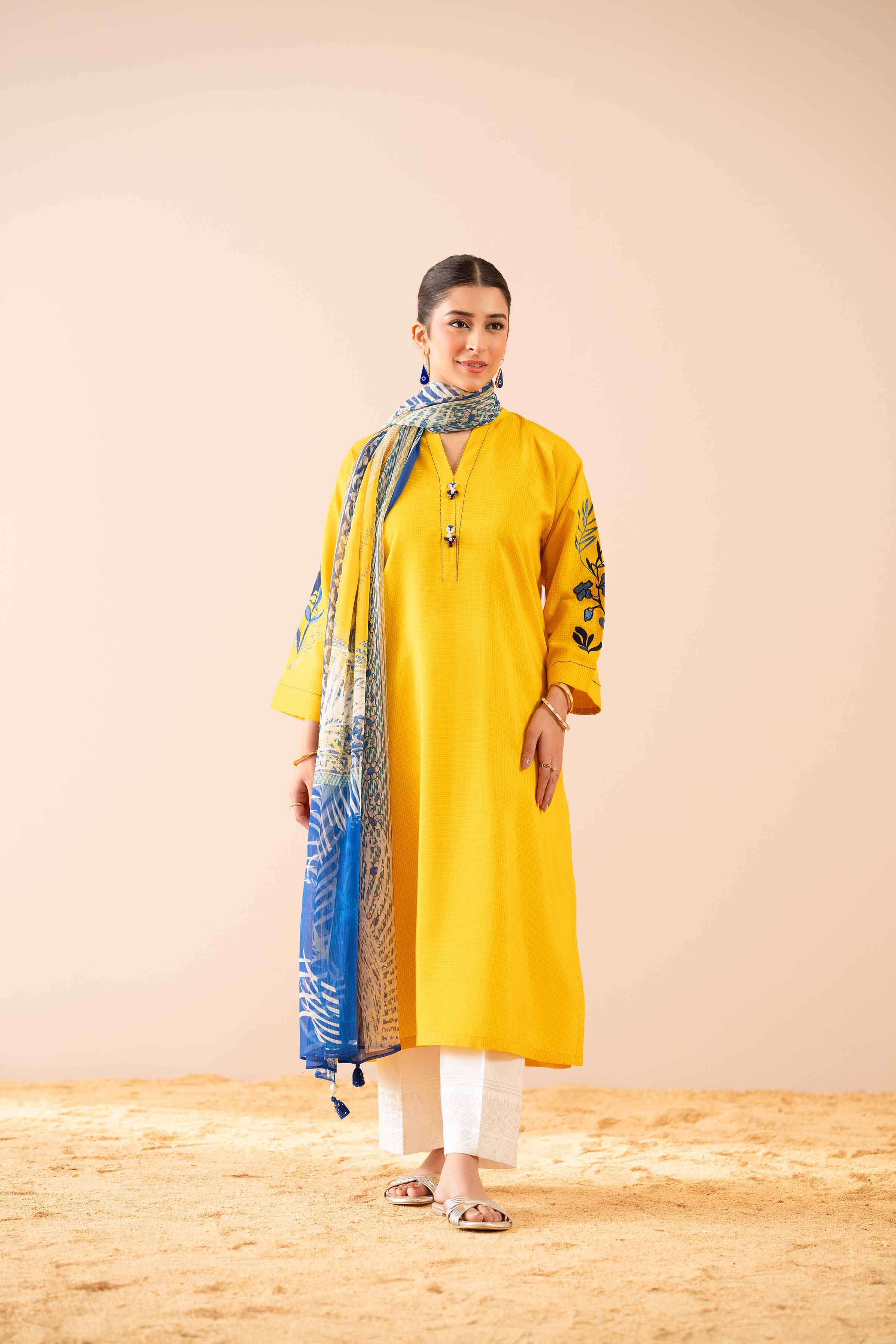 NishatUK - Yellow Embroidered  Lawn 2-piece ready to wear Dress
