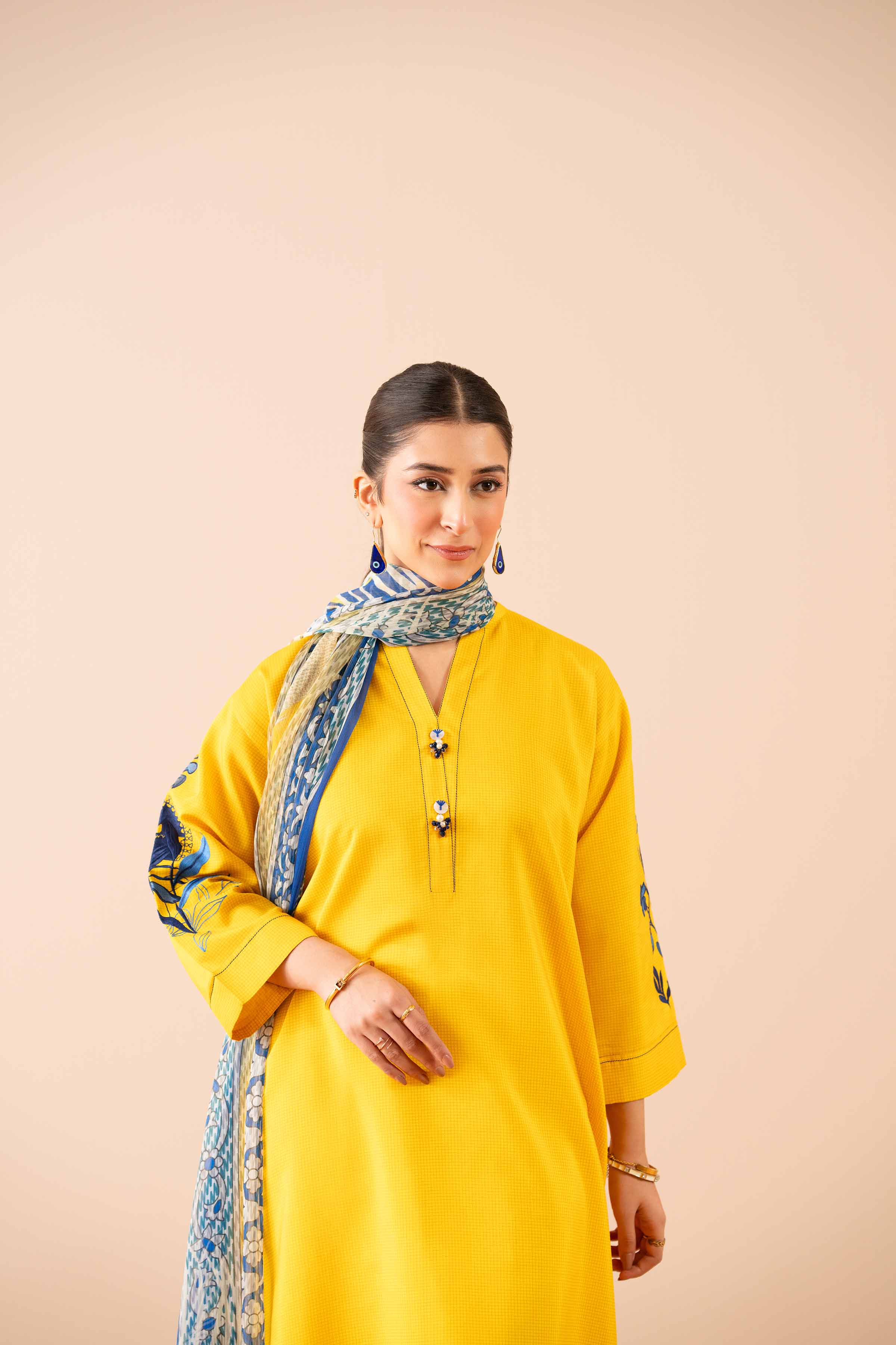 NishatUK - Yellow Embroidered  Lawn 2-piece ready to wear Dress