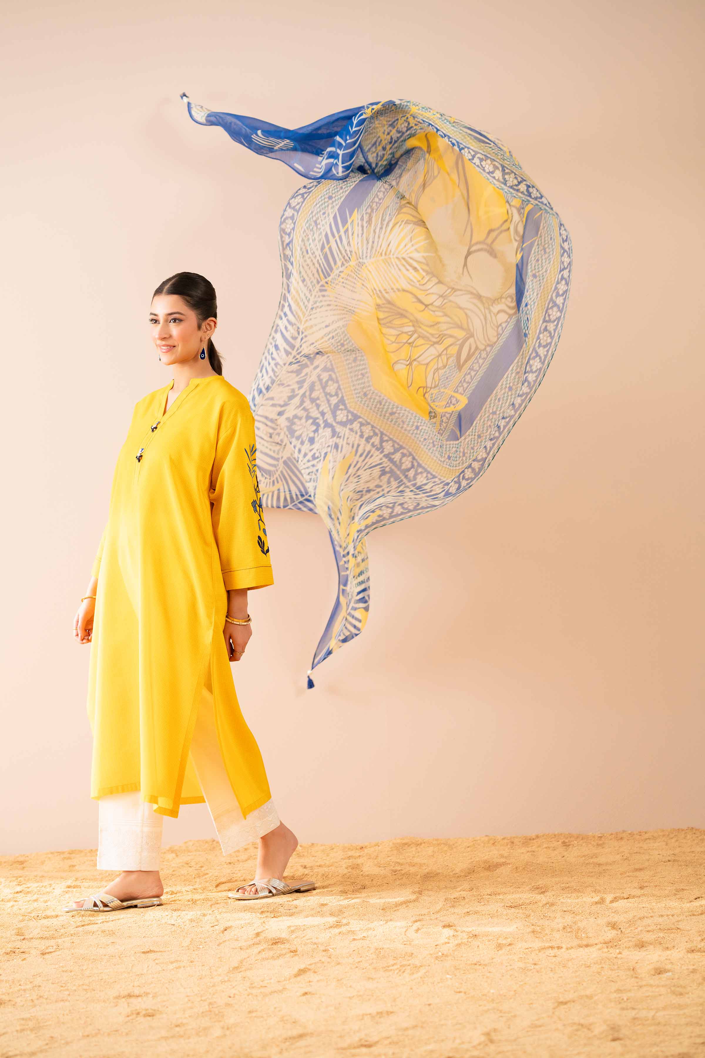 NishatUK - Yellow Embroidered  Lawn 2-piece ready to wear Dress