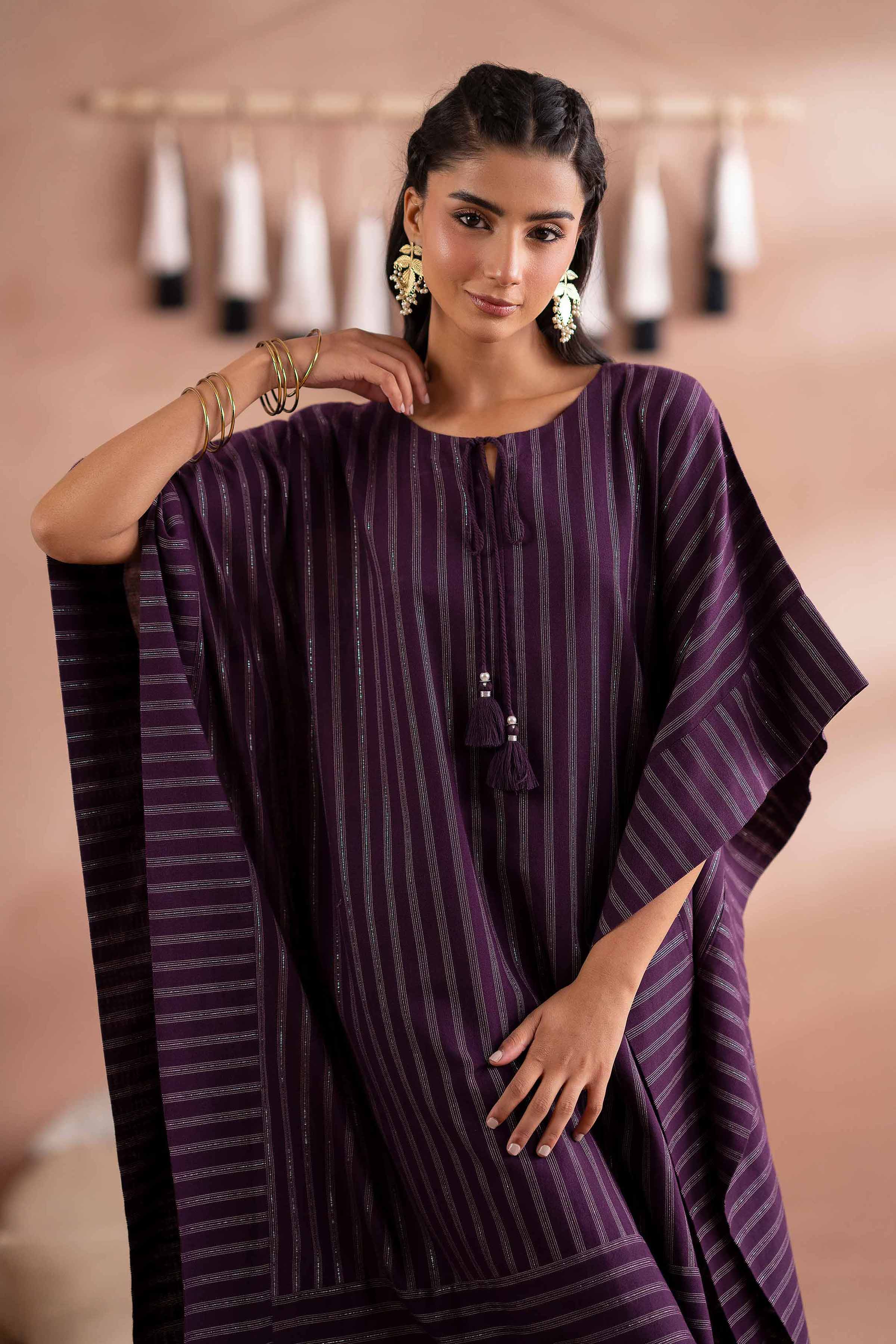 NishatUK - Plum Solids Yarn Dyed 2-piece ready to wear Dress