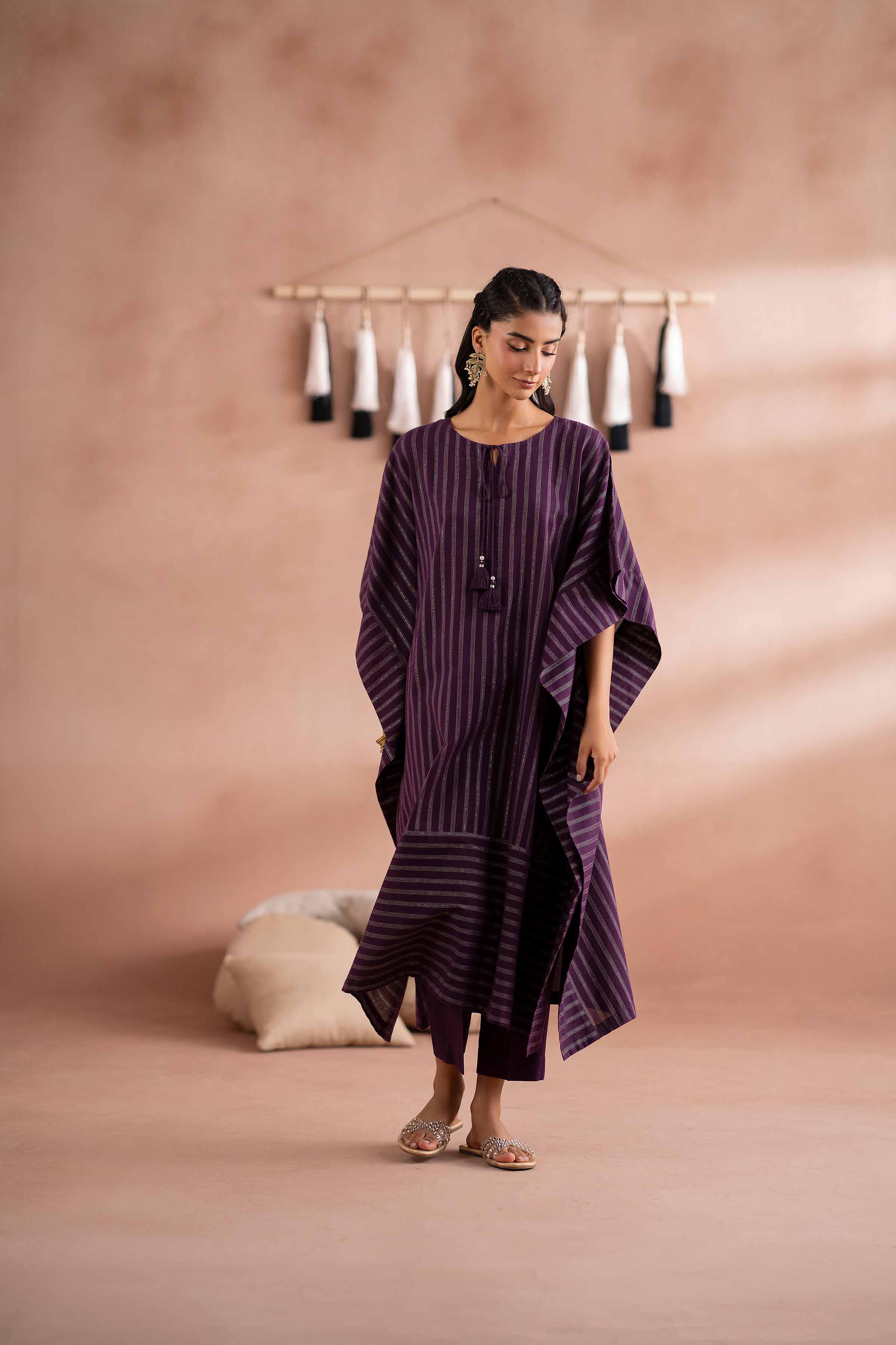 NishatUK - Plum Solids Yarn Dyed 2-piece ready to wear Dress