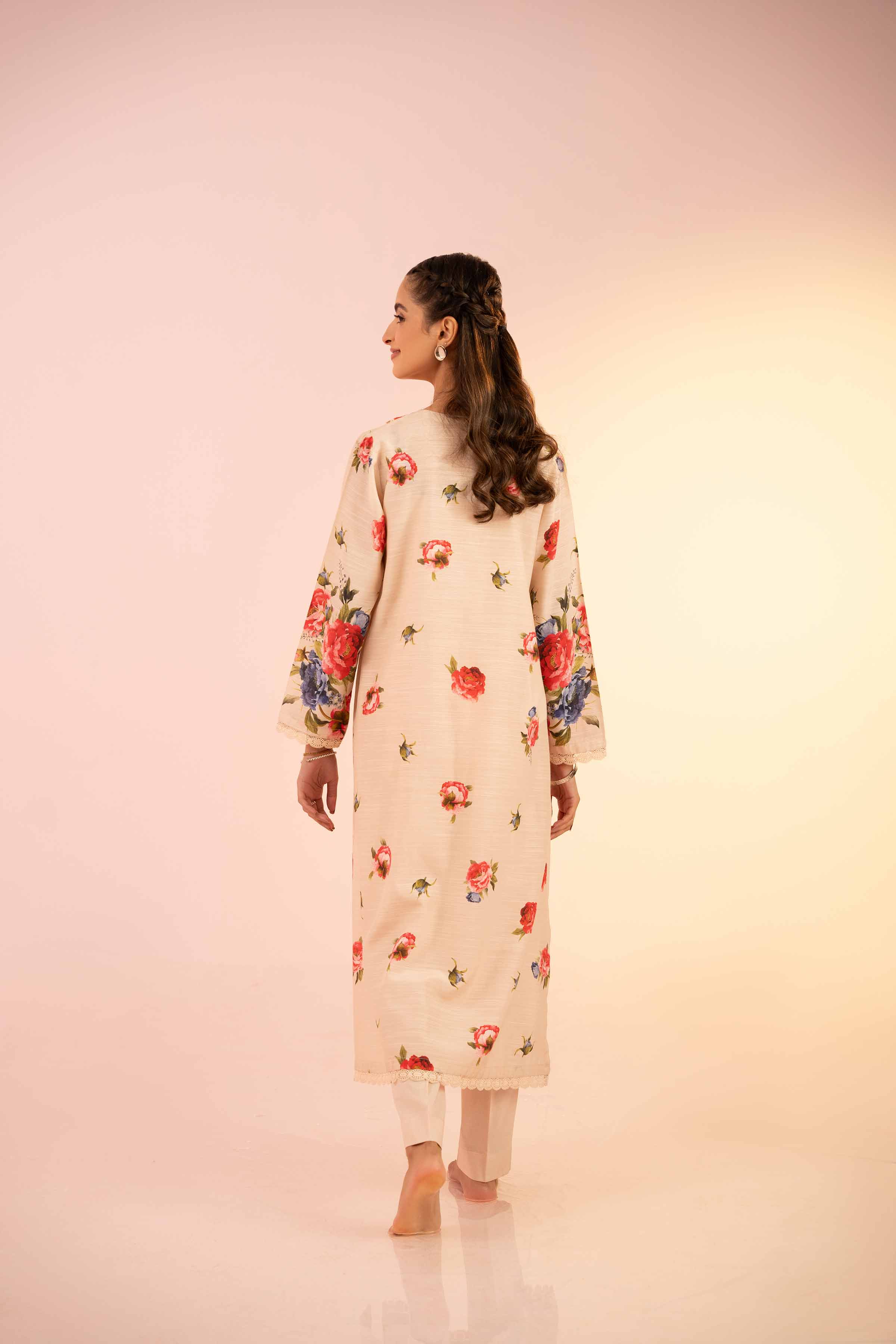 NishatUK - Powder Pink Printed Silk 2-piece ready to wear Dress