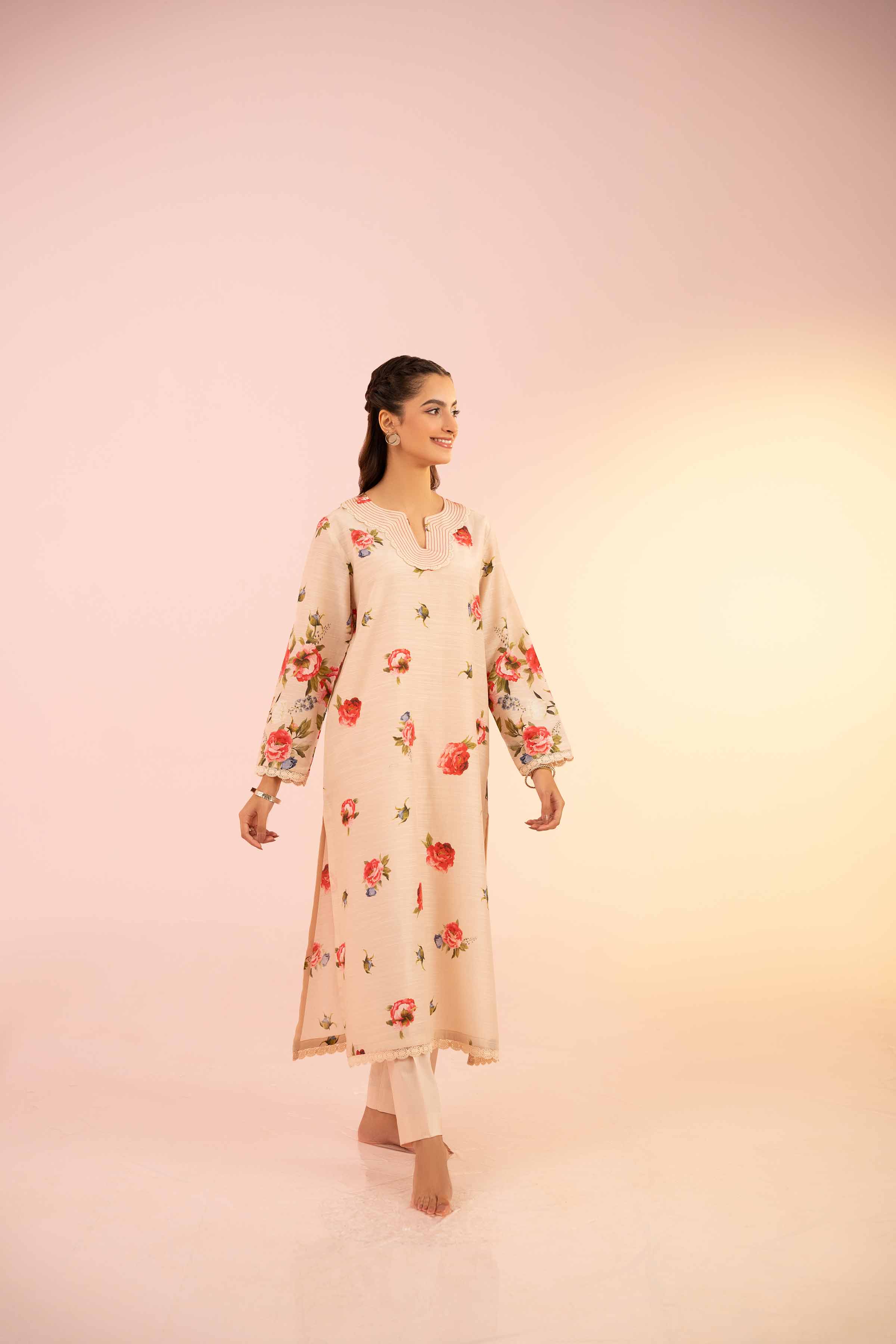 NishatUK - Powder Pink Printed Silk 2-piece ready to wear Dress