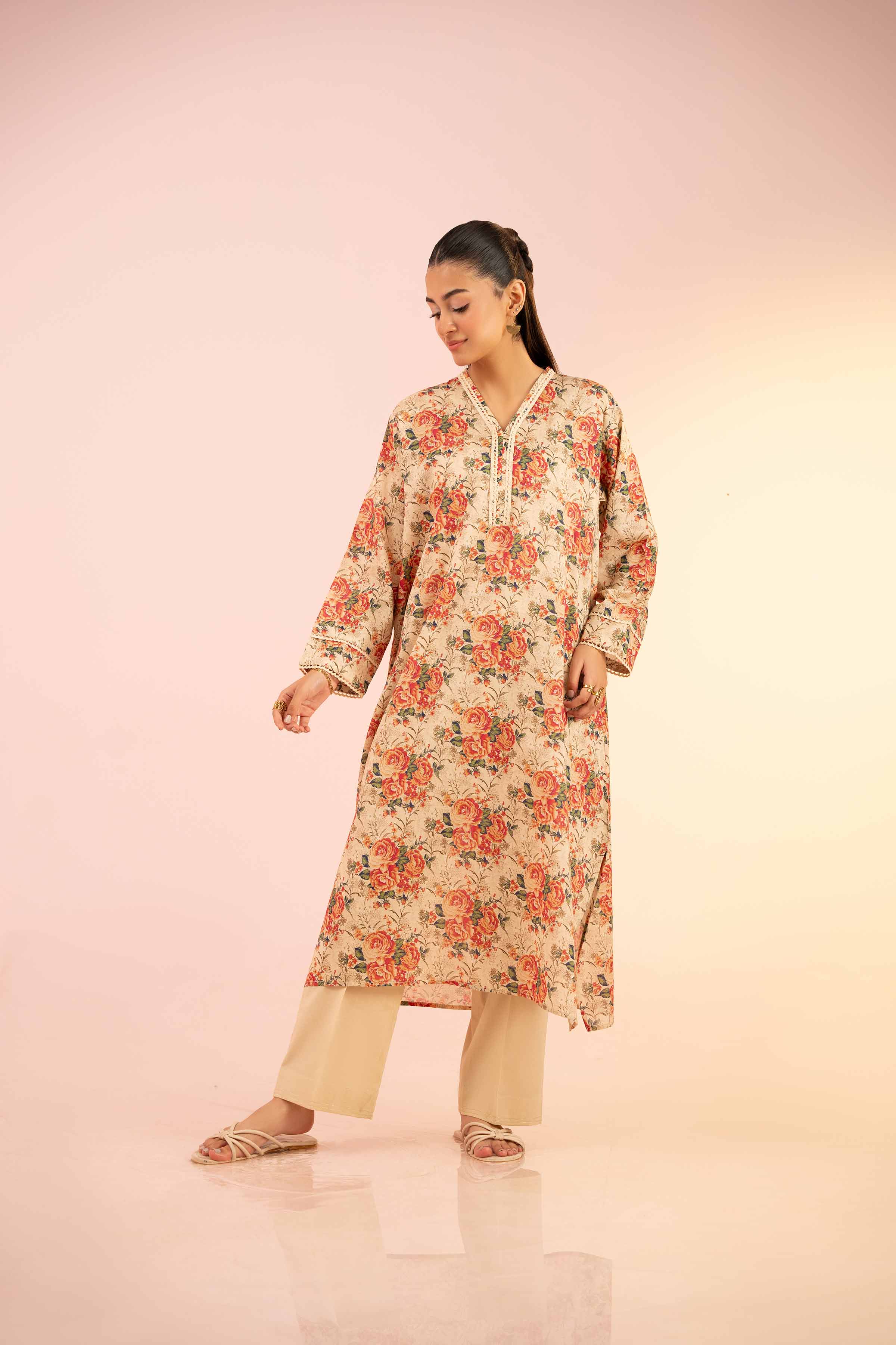 NishatUK - Beige Printed Dobby 1-piece ready to wear Shirt